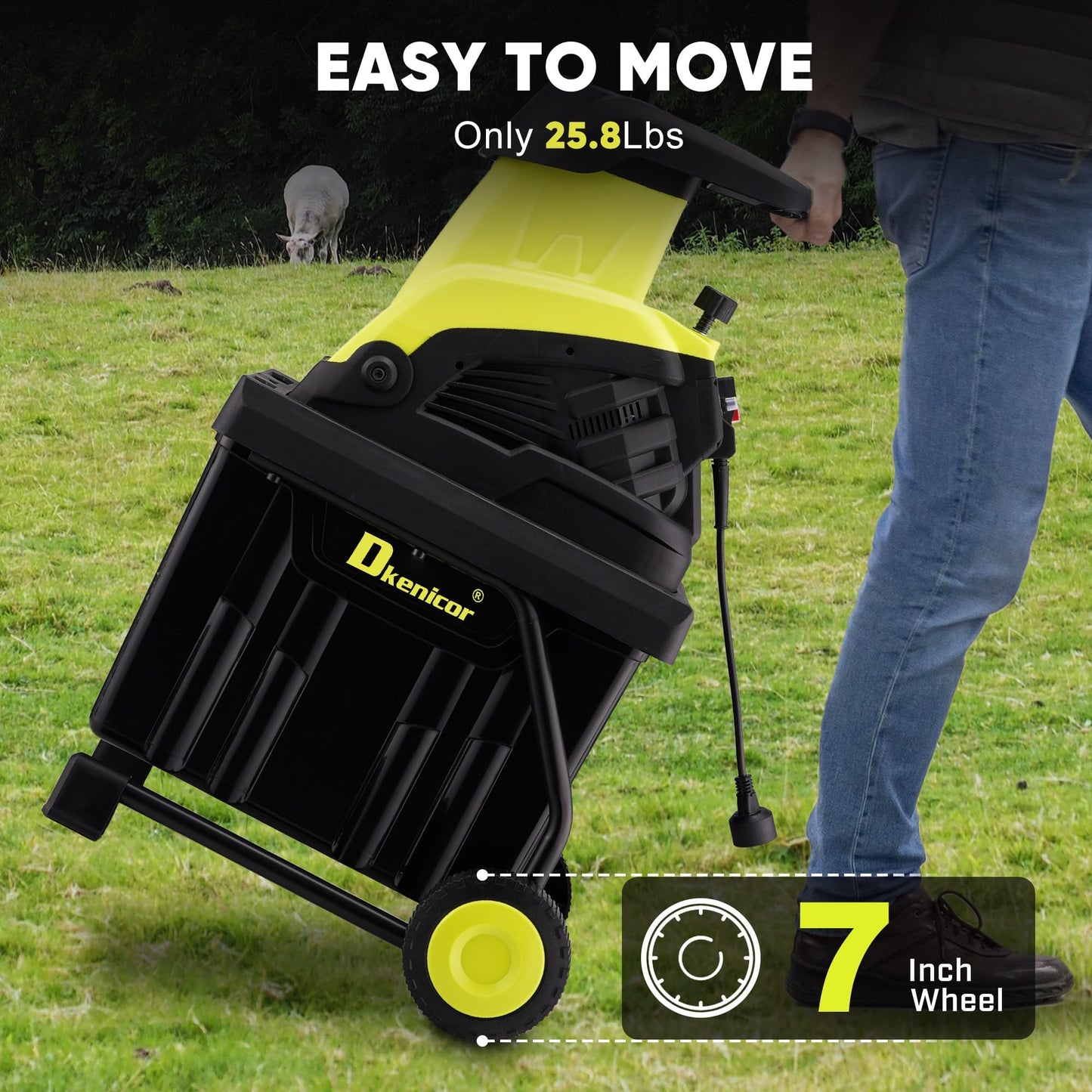 Dkenicor Wood Chipper Shredder,1800W Cutting Diameter of 1.77 inch with 10 Gallon Collection Bin 15-Amp Electric Wood Chipper Shredder for Quick Cleanup Ideal for Branches, Garden Waste, Green