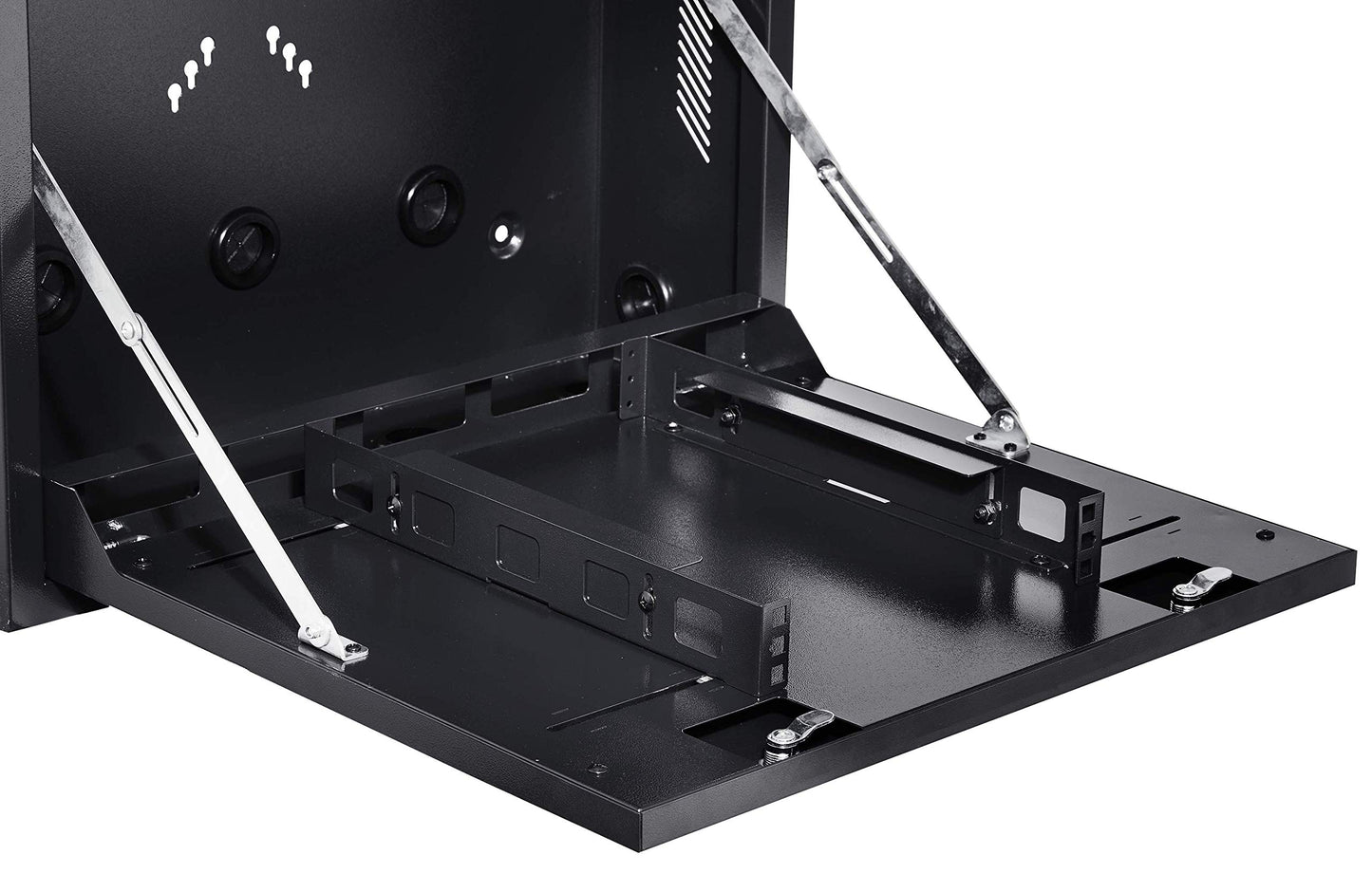 Kenuco Heavy Duty 16 Gauge Steel DVR Security Lockbox with Fan and Swing Open Top (24'' x 21'' x 8'' Black)