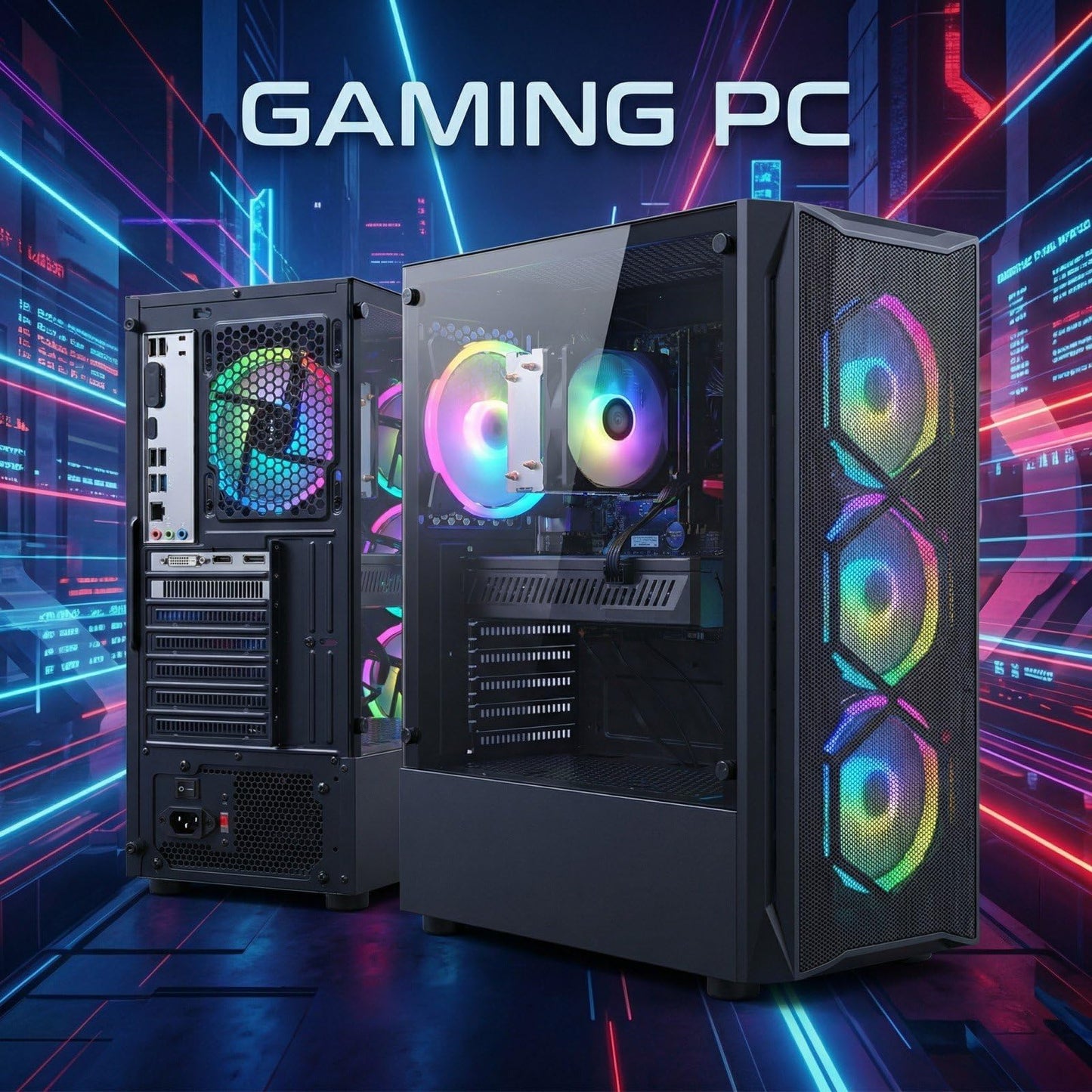STGAubron Gaming PC Desktop, Intel Core i7 up to 3.9G, Radeon RX 580 8G, 16GB RAM, 512GB SSD, WiFi 6, BT 5.0, RGB Fan x 4, Windows 11 Home