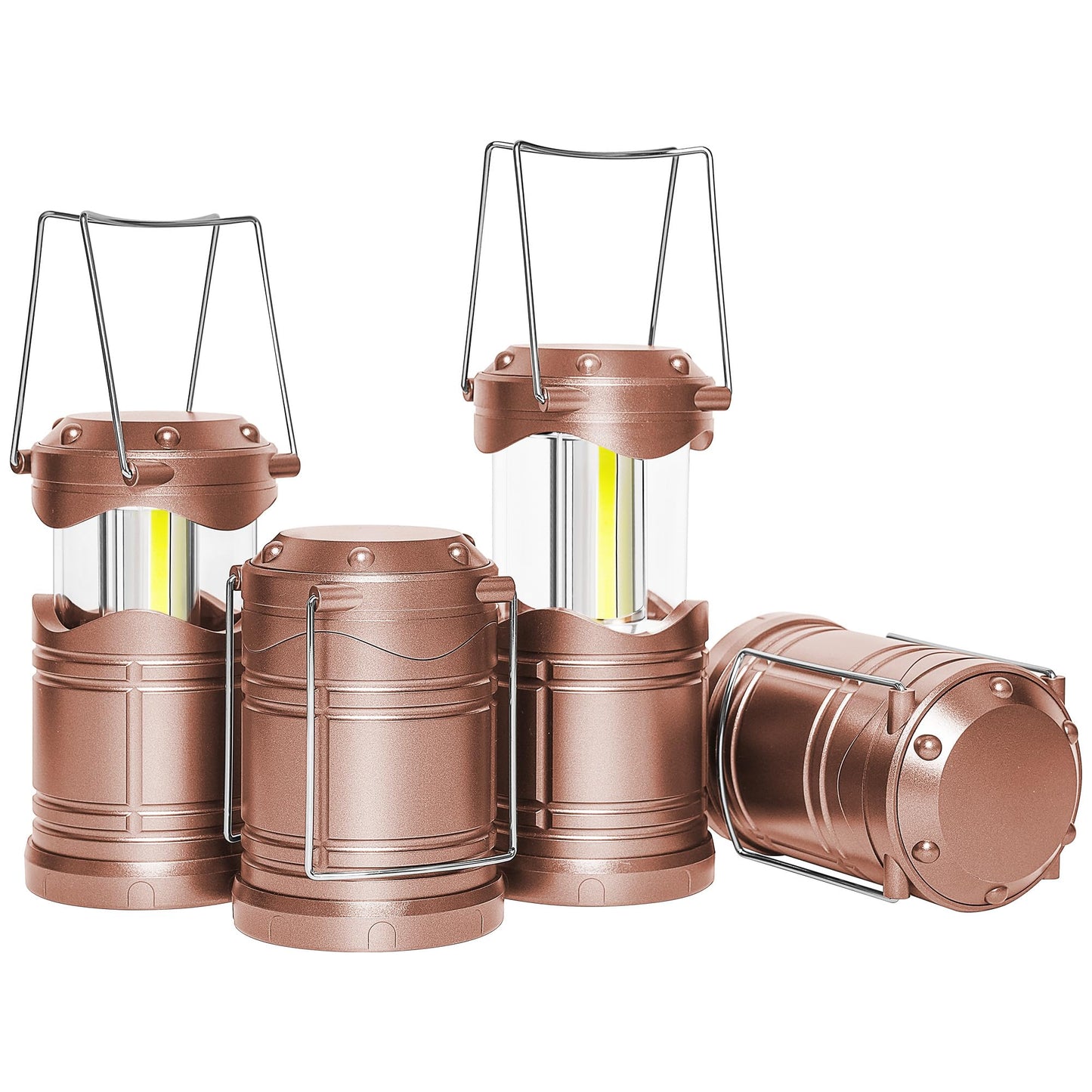 Lichamp LED Camping Lantern, Battery Powered, Portable Collapsible Light, Rose Gold, Model CLS-B004RG, 4 Pack