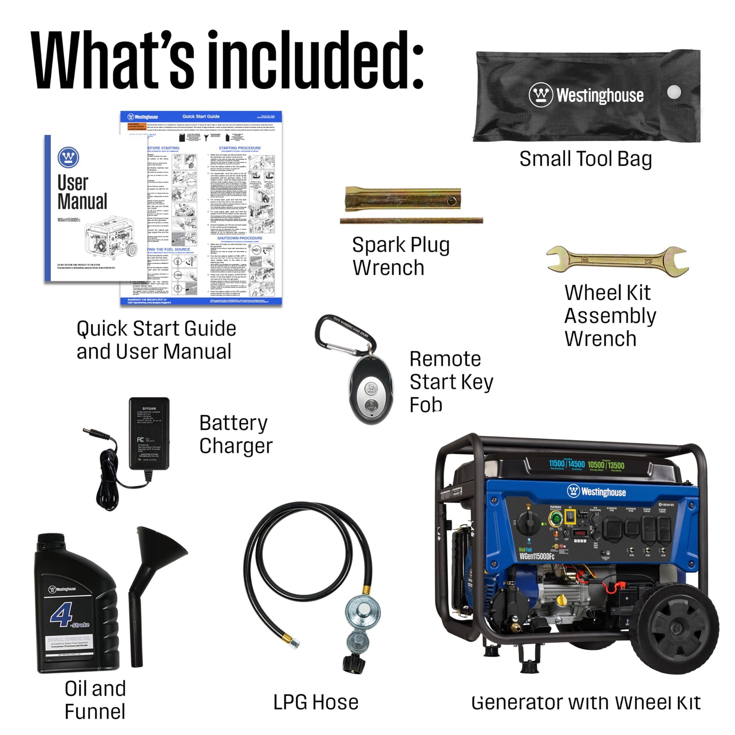 Westinghouse Outdoor Power Equipment 14500 Peak Watt Dual Fuel Home Backup Portable Generator, Remote Electric Start, Transfer Switch Ready, Gas and Propane Powered