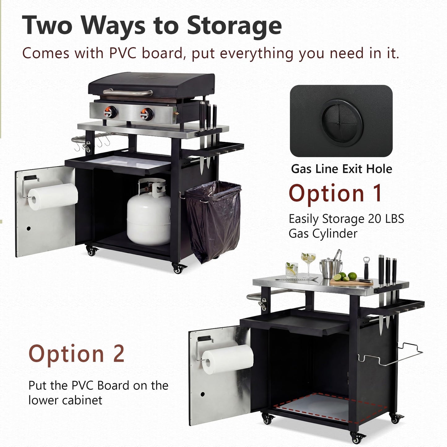 Merax 39.5" Outdoor Grill Cart with Pizza Topping Station, Grill Table Stand with Spice & Paper Rack for BBQ, Movable Food and Prep Workcart, Rolling Kitchen Island, Waterproof Cover Included, Black