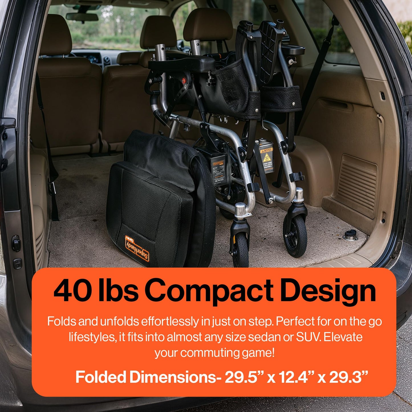 SuperHandy GoRide Series Electric Wheelchairs – Lightweight, Foldable Power Chairs with Dual Brushless Motors, Zero-Turn Maneuverability & Electromagnetic Brake (GoRide 2 Plus - 300 Lb Max)