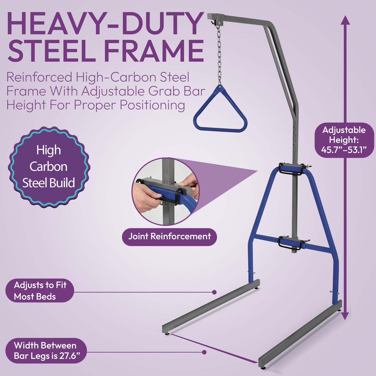 ProHeal Medical Trapeze Bar for Bed Mobility - Standard Trapeze Bar Set with 250 lb. Weight Capacity - Bed Pull Up Assist for Elderly and Bedridden Patients