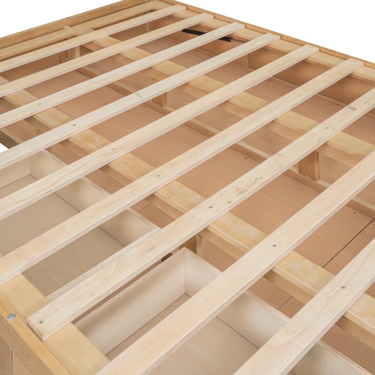 Brisca Full Size Platform Bed with Underneath Storage and 2 Drawers,Solid Wood Bed Frame W/Wood Slats Support,for Apartment,Bedroom,Guest Room,Wood