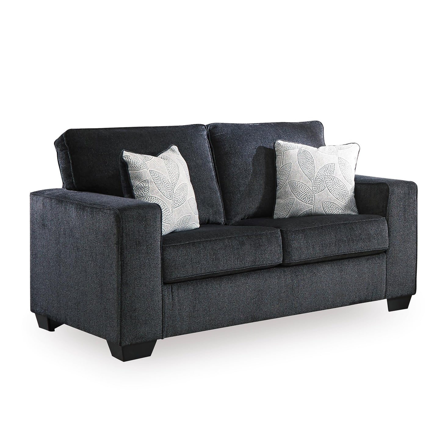 Signature Design by Ashley Altari Modern Loveseat with 2 Accent Pillows, Dark Gray