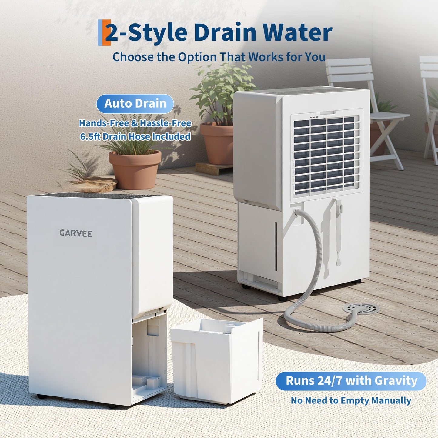 GarveeHome 3500 Sq. Ft Dehumidifier, Max 85 Pint/Day Energy Star Most Efficient 2025 Smart Compressor Dehumidifier for Basement with Drain Hose, Smart Humidity Control,Dehumidifiers for home