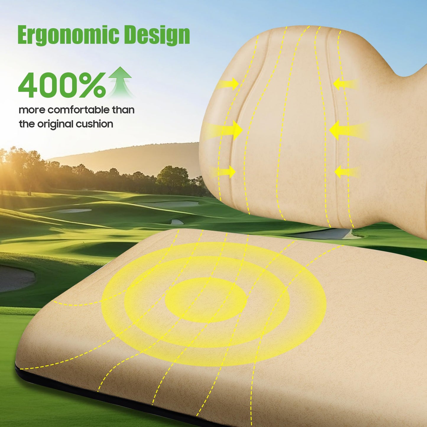 10L0L Golf Cart Front Seat Cushion & Backrest Kit for Club Car Precedent 2012-Up - Club Car Replacement Deluxe Bottom & Backrest Kit