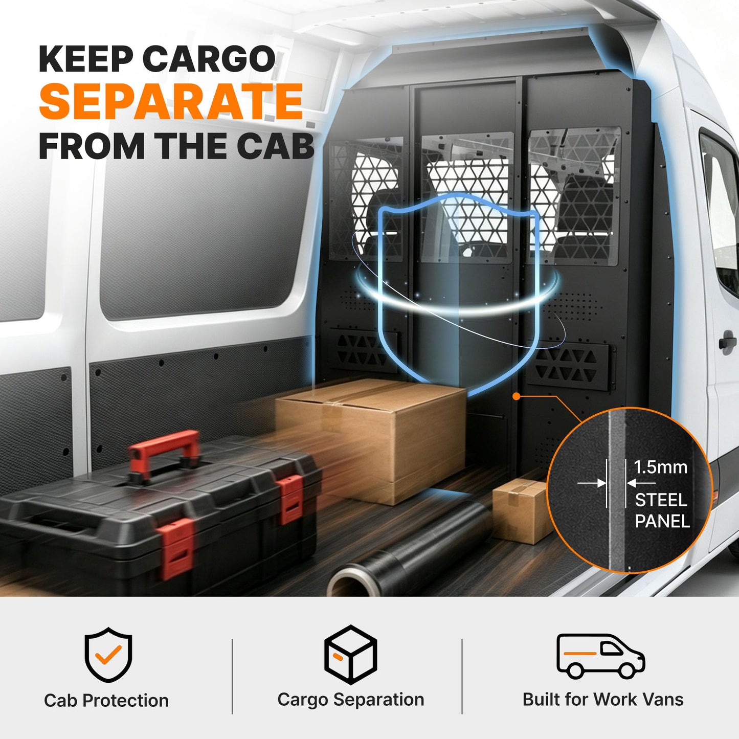 MELIPRON Van Partition Bulkhead Fit for Sprinter High Roof