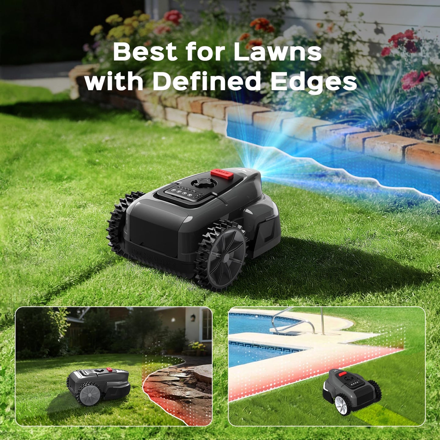 LEBOSBO V3 Robotic Lawn Mower with AI Vision Technology, Adjustable Grass Cutting Height, APP Control, Low-Noise Performance, No-Go Zone Function, Efficient Robot Lawn Mower for Small Lawns