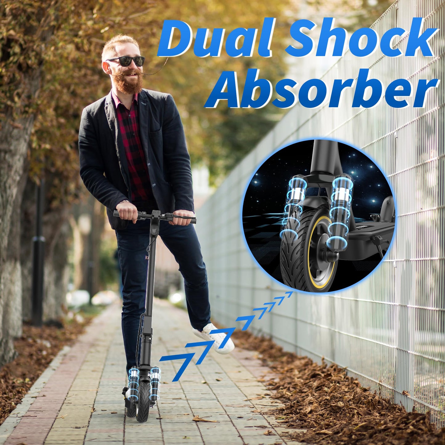 VOLPAM Electric Scooter with 8.5"/10" Solid Tire, 350W/500W Powerful Motor & 19/22 MPH Top Speed, 16-28 Miles Long Range, Folding E Scooter Choice