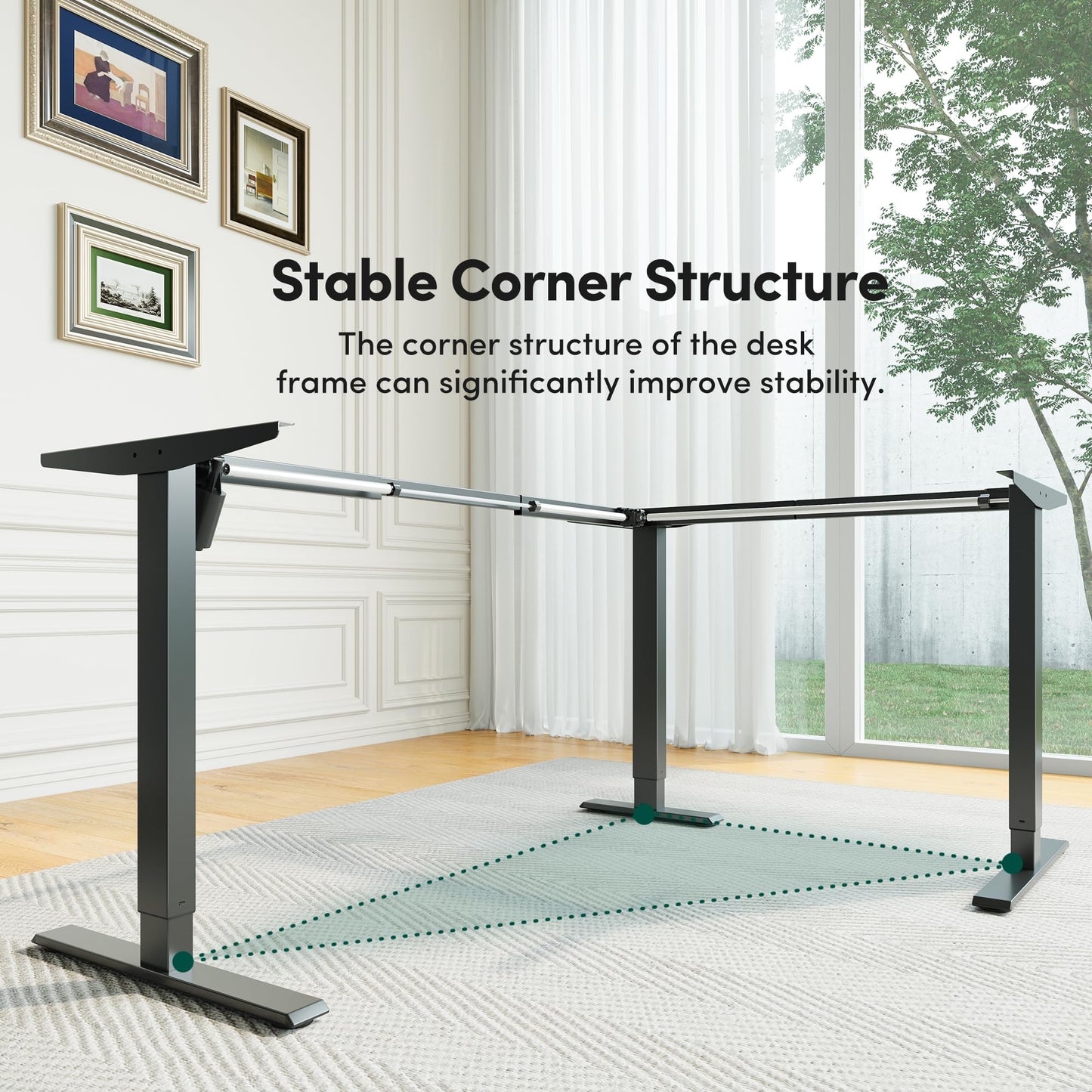 CubiCubi L Shaped Standing Desk with Drawers 63 x 48 Inch Adjustable Height, Electric Corner Desk with Storage, Sit Stand Home Office Desk with Splice Board, Black