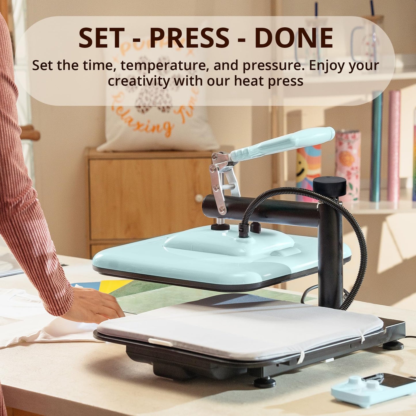 HTVRONT Heat Press Machine for T Shirts - 15x15 Swing Away Shirt Press Machine - Professional Heat Press for Sublimation, Vinyl, Heat Transfer Projects, Heats Up Fast & Distribute Heat Evenly (Blue)