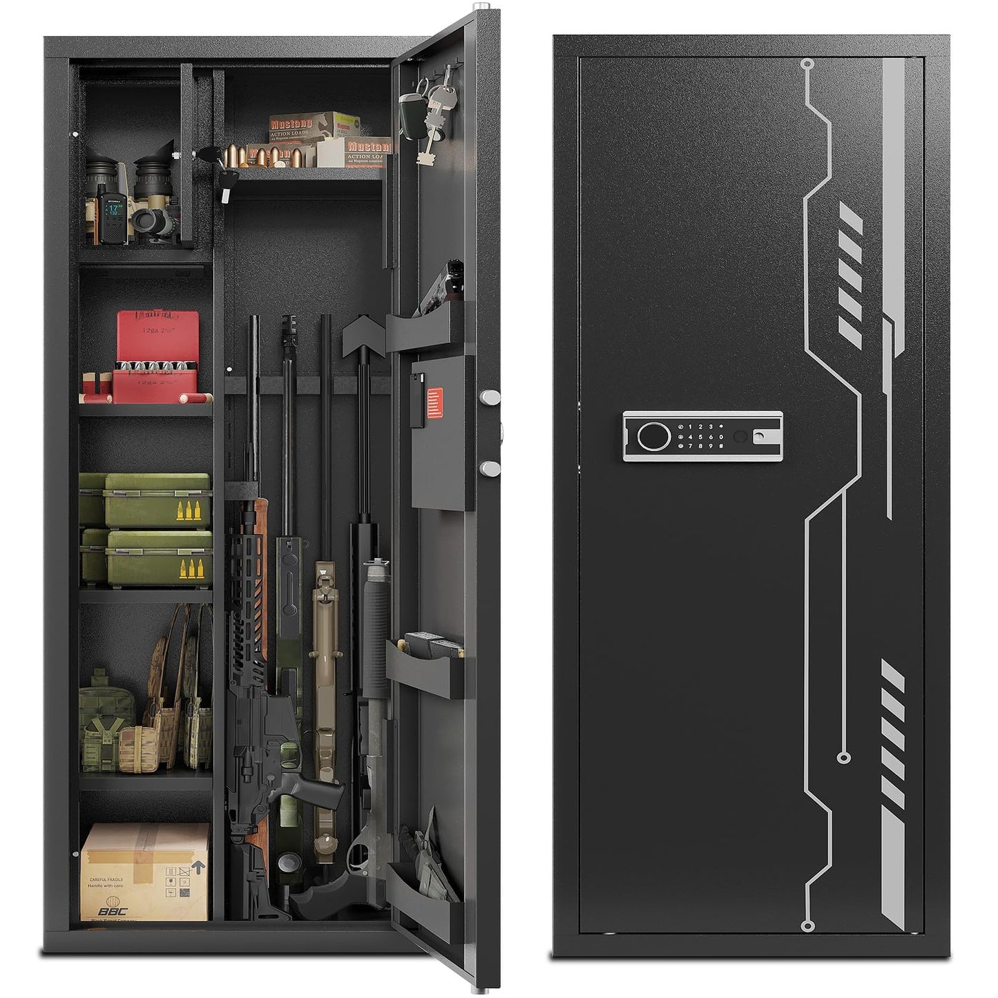 KAER 8-12 Gun safes,Rifle Safe,Gun Safes for Home Rifle and Pistols, Long Gun Safe for Rifle Shotgun for Home,Quick Access Rifle Safes,Adjustable Shelves