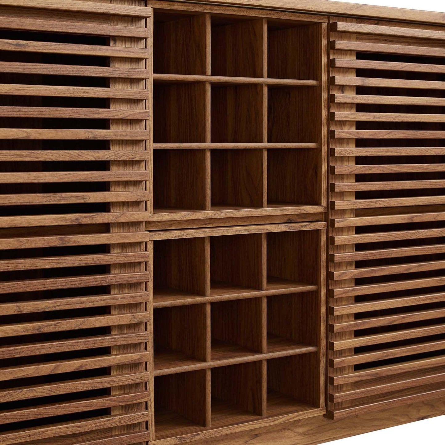 Modway Render Mid-Century Modern Wine Bar Cabinet in Walnut, 17 x 46 x 37