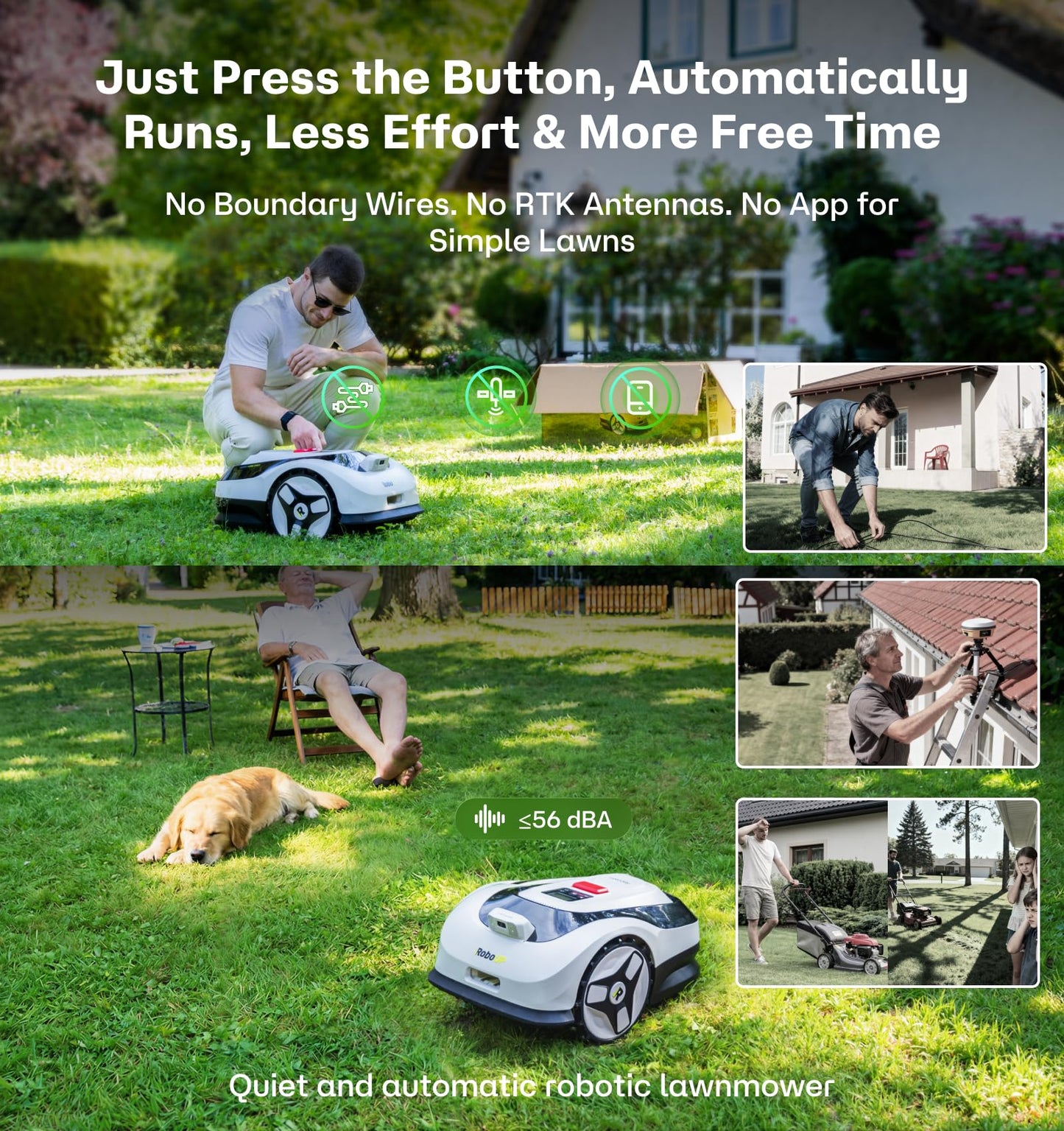 RoboUP Raccoon 2 SE Robot Lawn Mower with Garage, Auto Mapping Robotic Lawnmower for 0.15 Acre with APP Control, Vision Navigation, 20°Slope, Ideal Robot Mower for Small Lawns