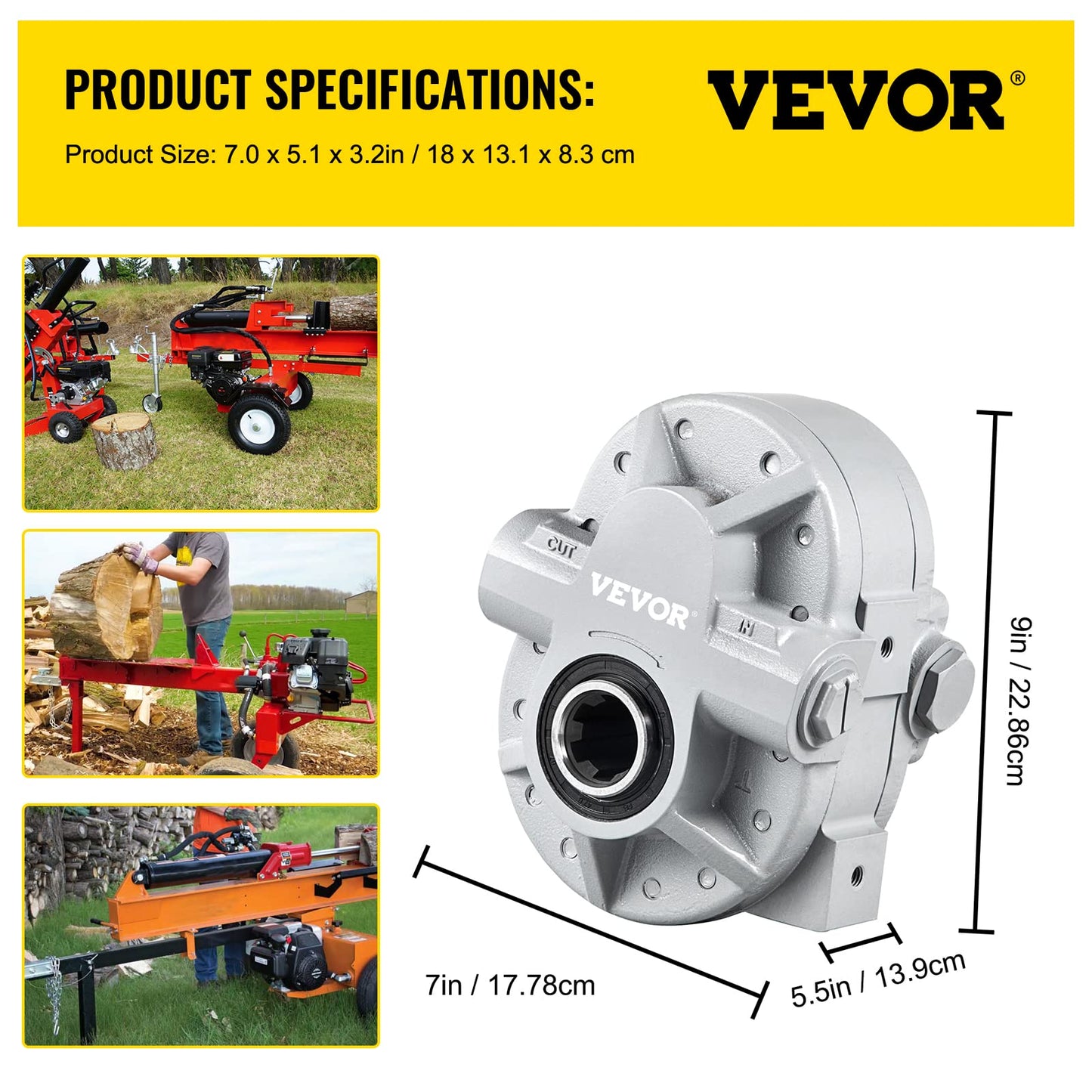 Bestauto Hydraulic Pump 16.6GPM Hydraulic Motor 540RPM Log Splitter 2500PSI Hydraulic Splitter SAE 12 Outlet Port Hydraulic Pump for Log Splitter for Truck Tailgate Lift,Scissor Lift, Dump Trailer