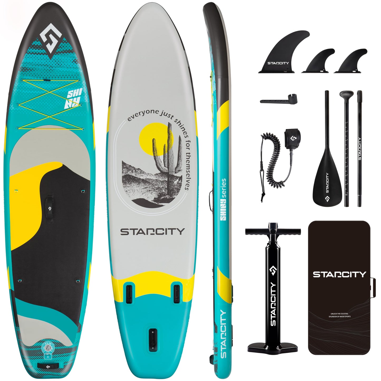 Starcity 11'*33"*6" Blow Up Paddle Board, Inflatable Paddle Board, Spacious and Stable, Anti Slip and Easy to Operate, Large Size Suitable for Single Person/Family/Pet Use, Green Black