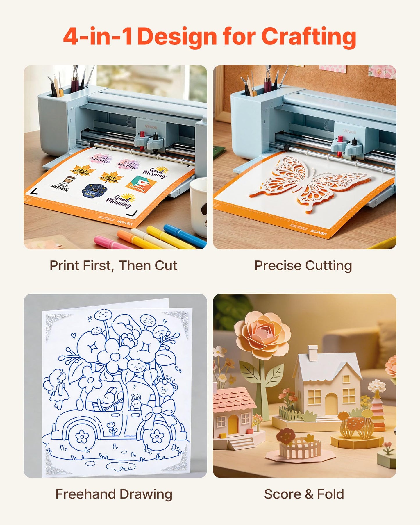 VEVOR Vinyl Cutting Machine, 12 in, Button and Screen Controlled Vinyl Cutter with Materials and Tool Kit, 20000+ Built-in Design Resources, Compatible with Mac, Windows, Android and iOS, for Crafts