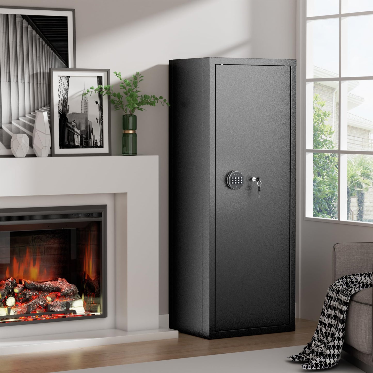 INTERGREAT 12-15 Gun Safe, Large Gun Safe for Rifles and Pistols, Quick Access Rifle Safe with 3 Removable Gun Racks and 4 Pistol Pockets, Digital Gun Cabinet with Dual Alarm and Mute Mode