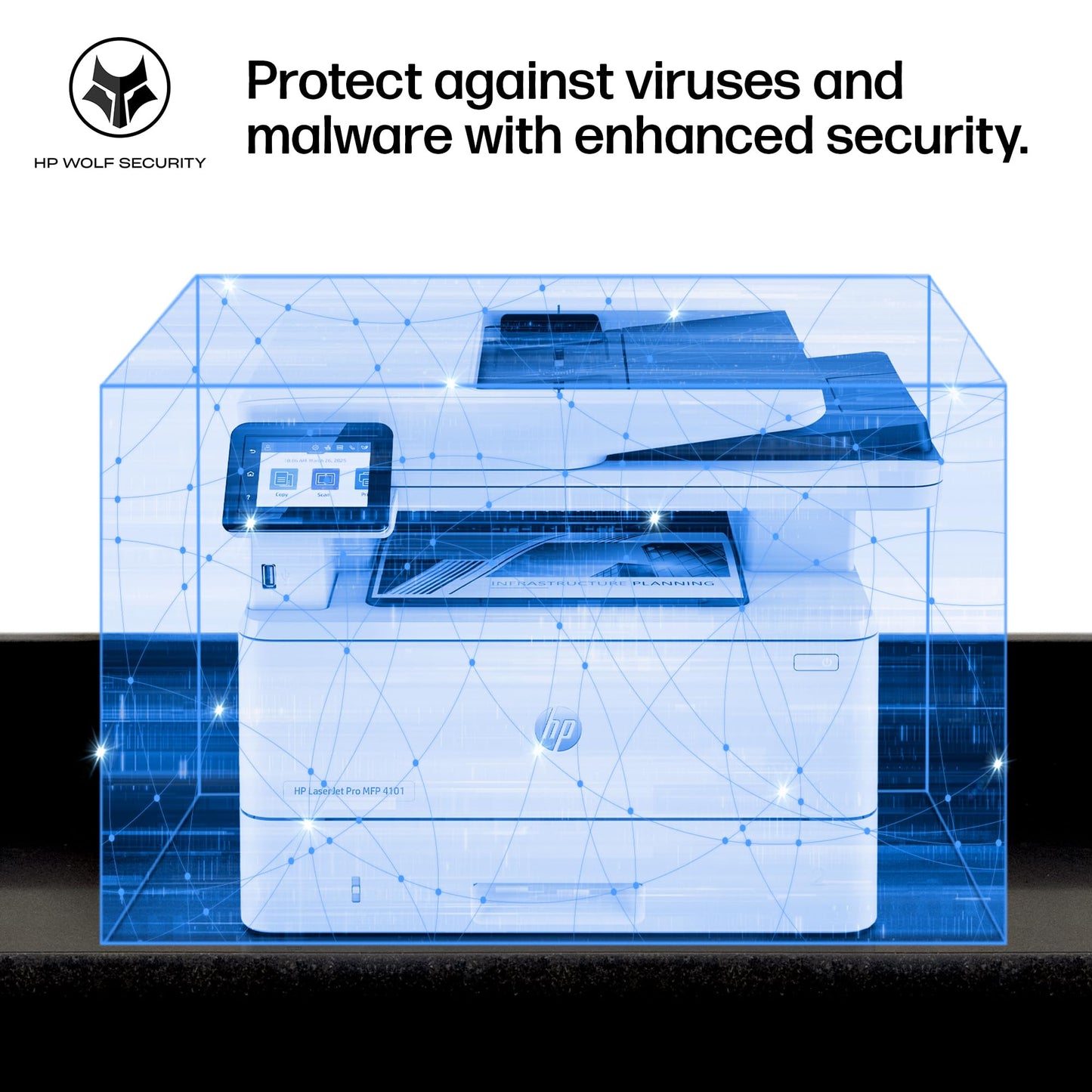 HP Laserjet Pro MFP 4101fdw Wireless Black & White All-in-One Laser Printer, Scanner, Copier, Fax, Best-for-Office (2Z619F)