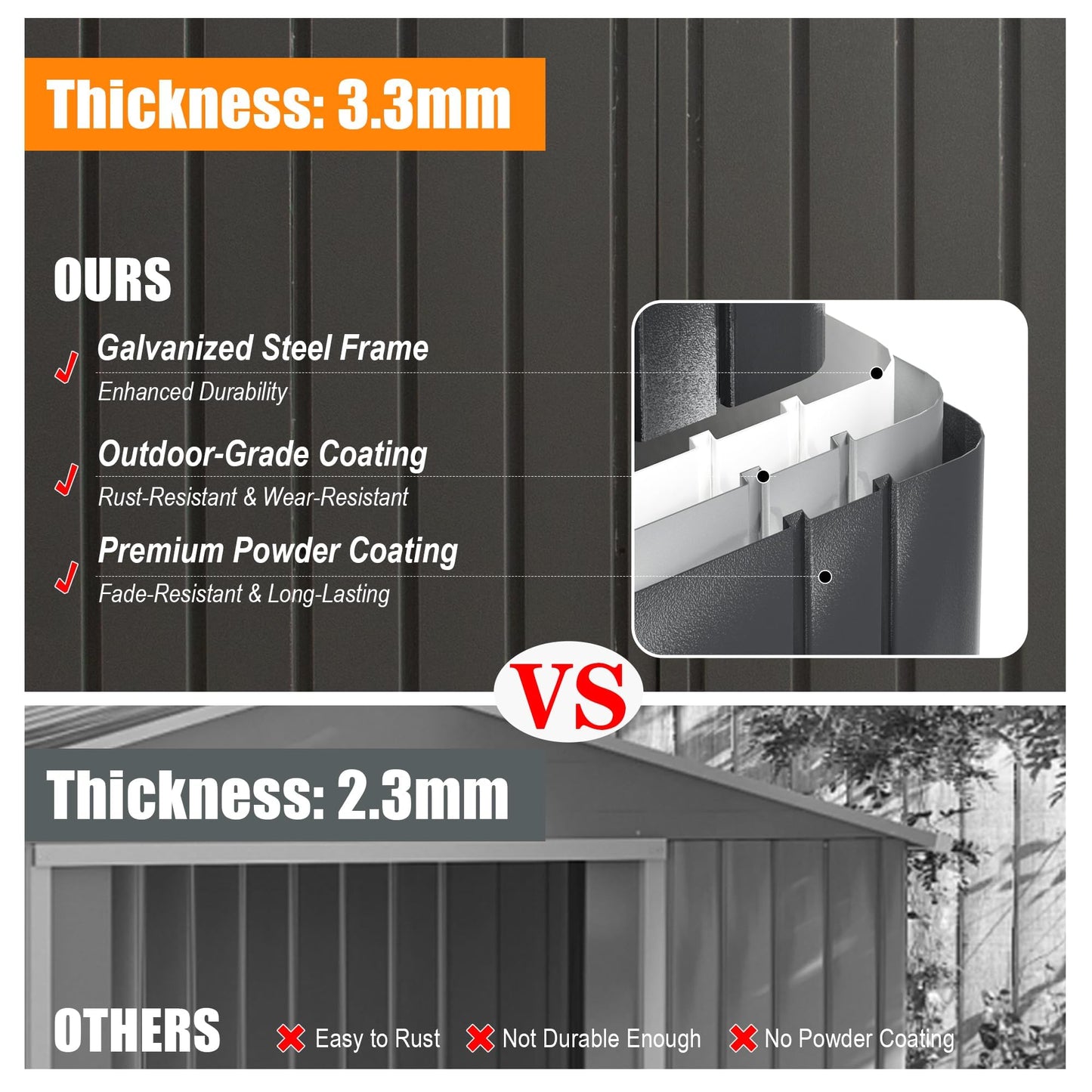 Gareinwuds 12x25FT Metal Storage Shed, a Metal Garage Shed or Heavy Duty Carport, Lockable Double Hinged Doors, Extra Large Car Shelter for Car Truck Motorcycle Lawn Equipment, Wind Resistant