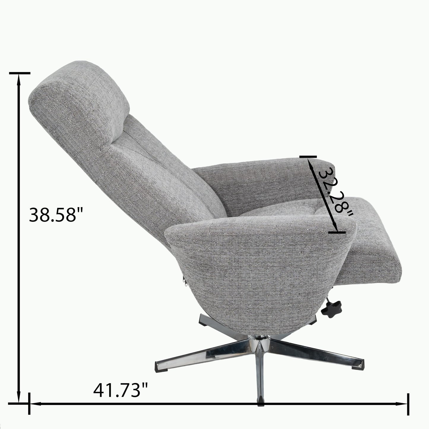 KEIKI Swivel Recliner with Ottoman Chair for Men, Modern Chenille Upholstered Manual Push Back 360° Swivel Armchair, Ergonomic Lounge Footrest for Living Room Bedroom Reading Home Office, Light Grey