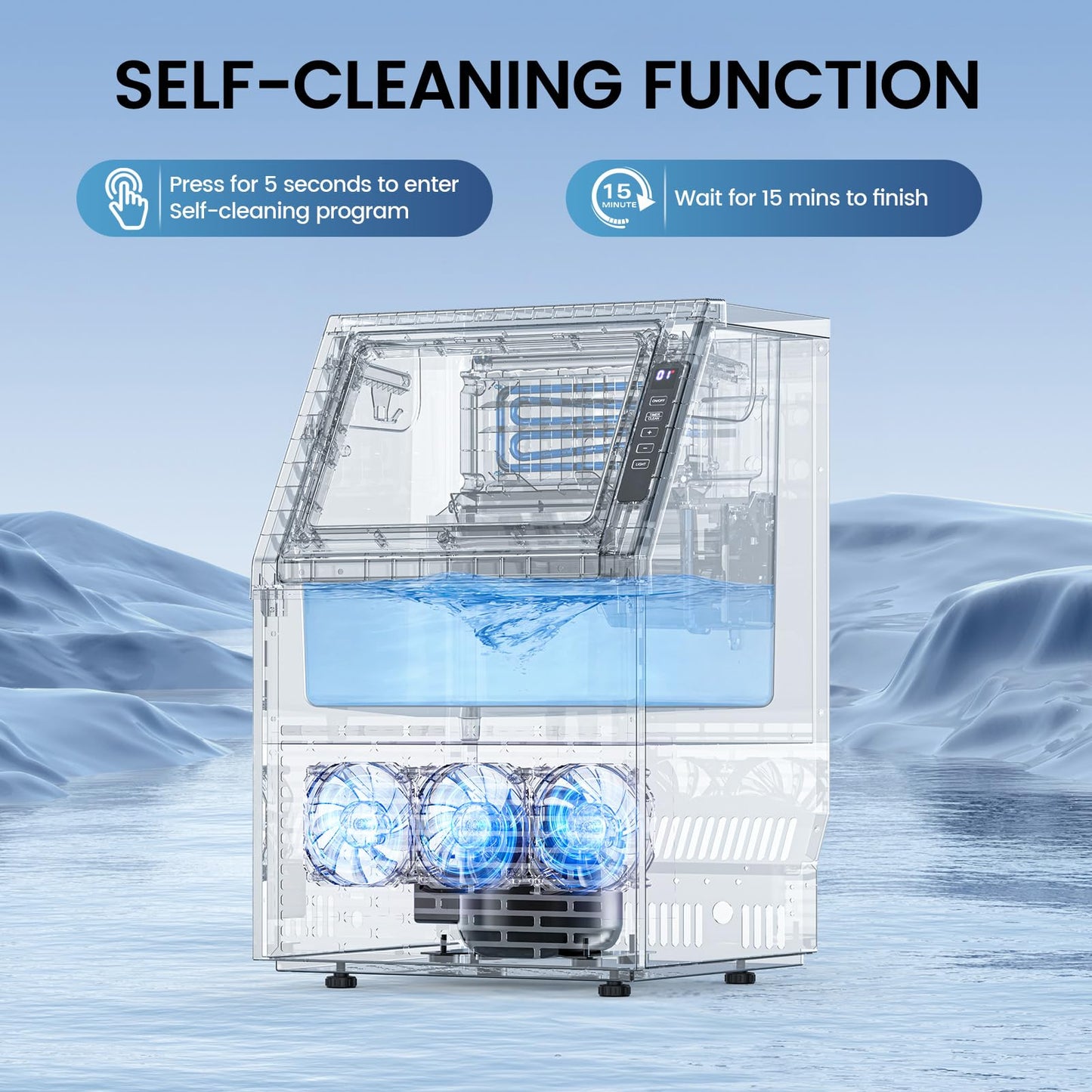 Commercial Ice Maker Machine, 80Lbs/24H Under Counter Ice Maker, Freestanding with Ice Thickness Control & Stainless Steel, 36 Cubes in 15 Mins, 28Lbs Storage Capacity, for Home, Bar, Cafe, Offices