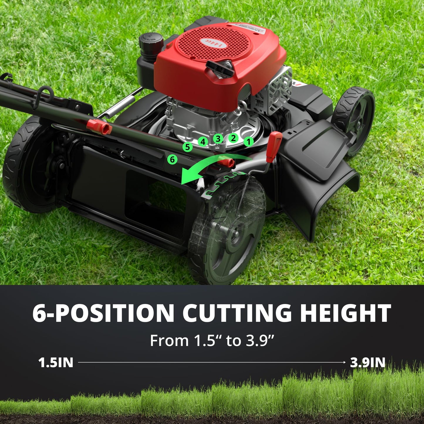 AMERISUN 21" 2-in-1 Gas Push Lawn Mower, 144cc 4-Cycle OHV Engine, Mulching & Side Discharge, 6-Position Height Adjustment, Lightweight Walk-Behind Mower for Small to Medium Yards