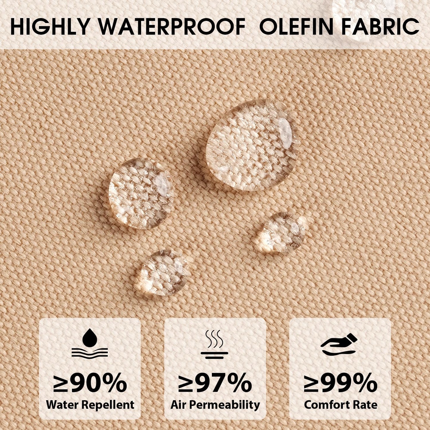 Outdoor Lounge Chair Cushions Set of 2 with Pillow, Olefin Waterproof and Fade Resistant Patio Pool Chaise Lounge Cushions Replacement for Indoor Furniture with Ties, 81 x 27 x 4.5 Inches, Beige