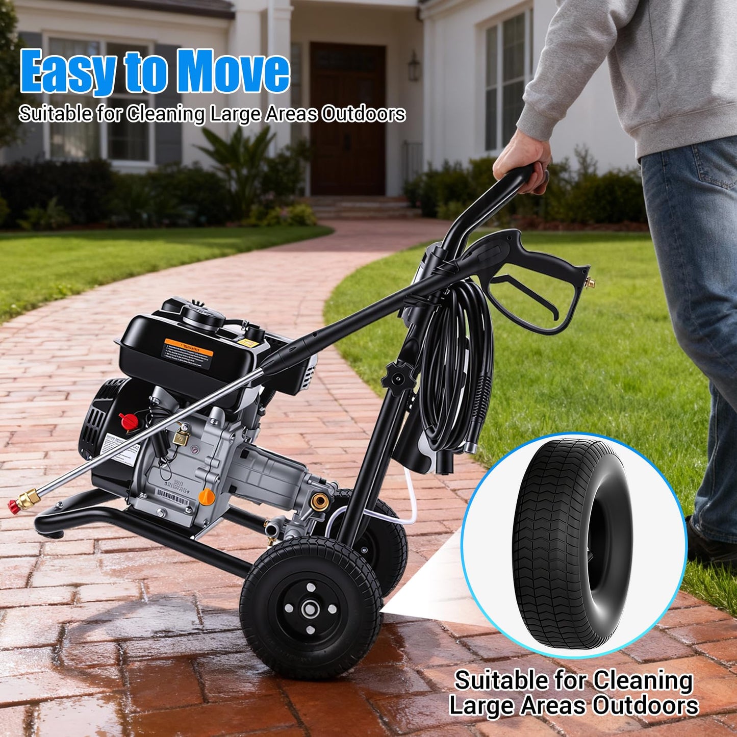 4200PSI Gas Pressure Washer 4.0GPM Gas Power Washer 212CC Gas Powered Washing Machine Commercial High Pressure Washer with 25ft Hose&5 Nozzles for Patio Garden Yard Vehicle,EPA/CARB/ETL (Black)