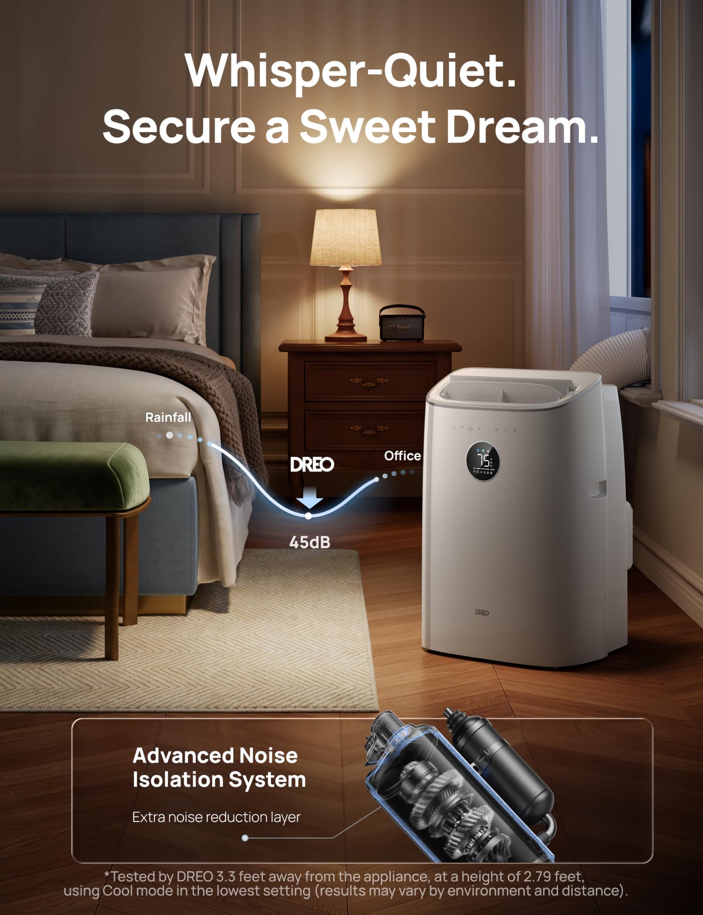 DREO Portable Air Conditioner 318S, 8000 BTU ASHRAE (5000 BTU DOE) Smart AC Unit for Bedroom with Drainage-free Cooling, Fan&Dehumidifier 3 in 1, APP/Voice/Remote, Quiet Standing AC for Room Indoors