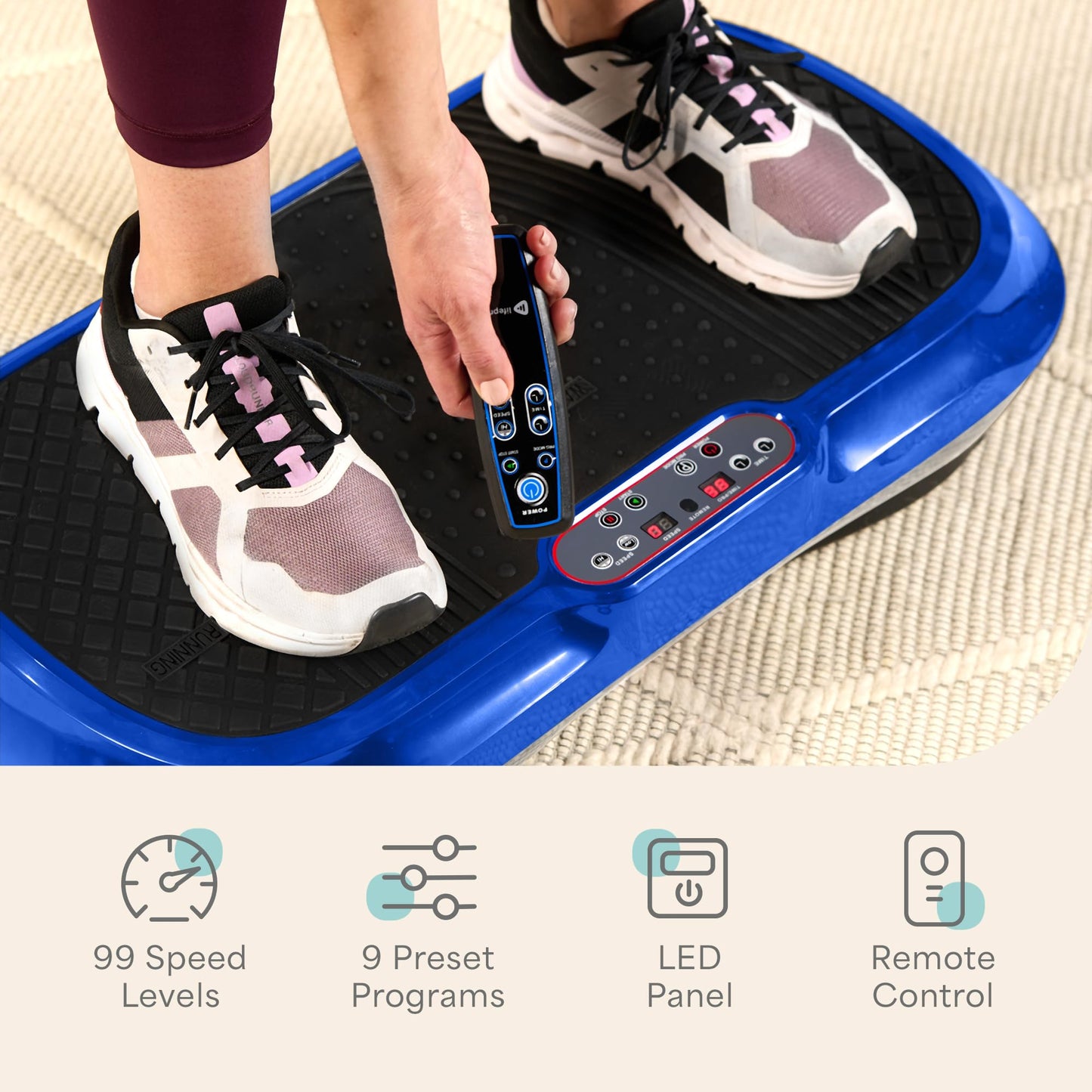 Lifepro Waver Vibration Plate Exercise Machine – High-Intensity Vibration Plate for Lymphatic Drainage – Full-Body Workout Vibrating Platform with Loop Bands – Fitness Equipment for Strength & Toning
