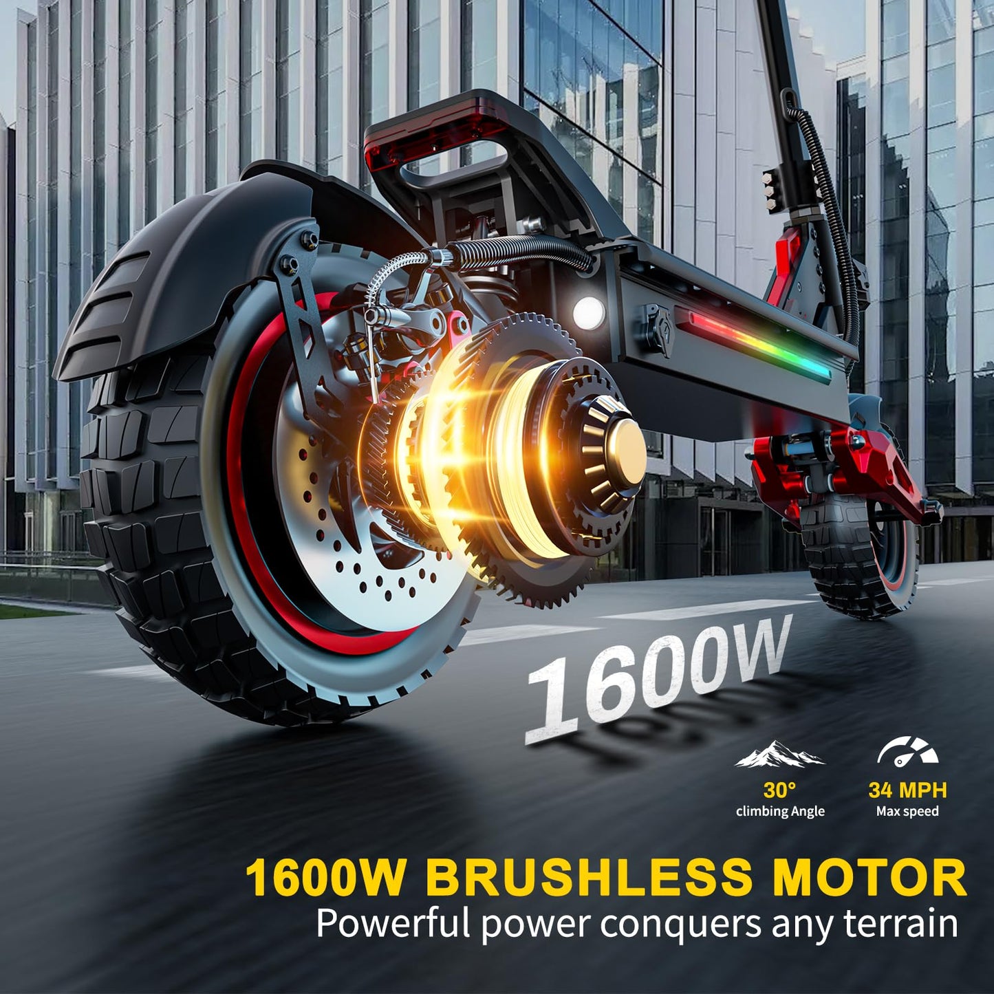 Electric Scooter Adults, 37 Miles Long Range, 34 Mph Max Speed, 11" Off-Road Tires,48V 18/21AH Big Battery,1200W/1600W Motor, Dual Braking System,Folding Commuter E Scooter (48V 18AH-1600W-J15 MAX)