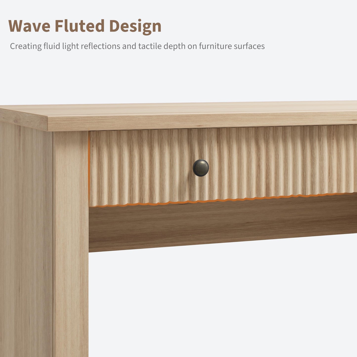 COZONY 54" Home Office Computer Desk with Drawers, Fluted Executive Desk with File Cabinet & Charging Station, Modern Wooden Writing Study Workstation for Study Room