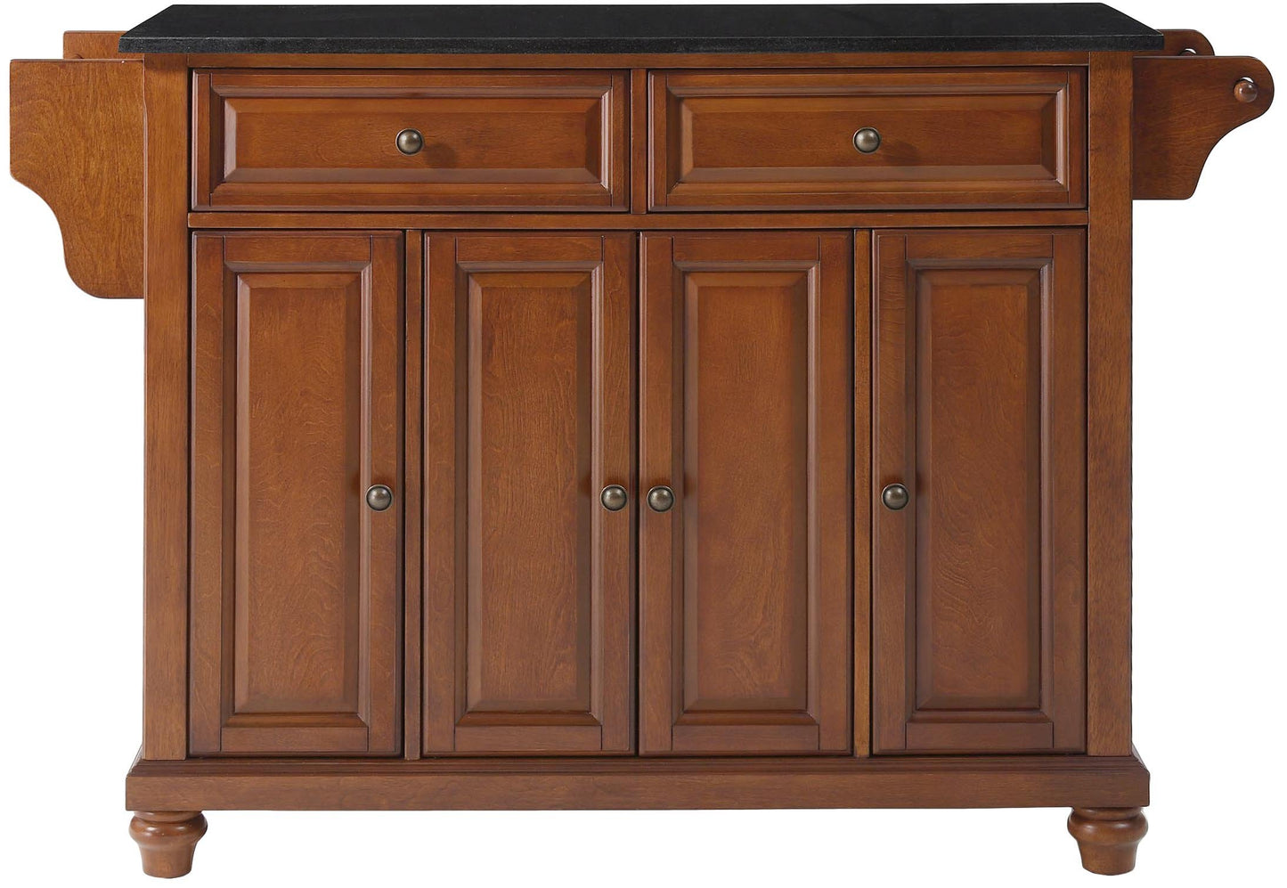 Crosley Furniture Cambridge Granite Top Rolling Kitchen Island Storage Cart, Microwave Stand, Spice Rack, Cherry