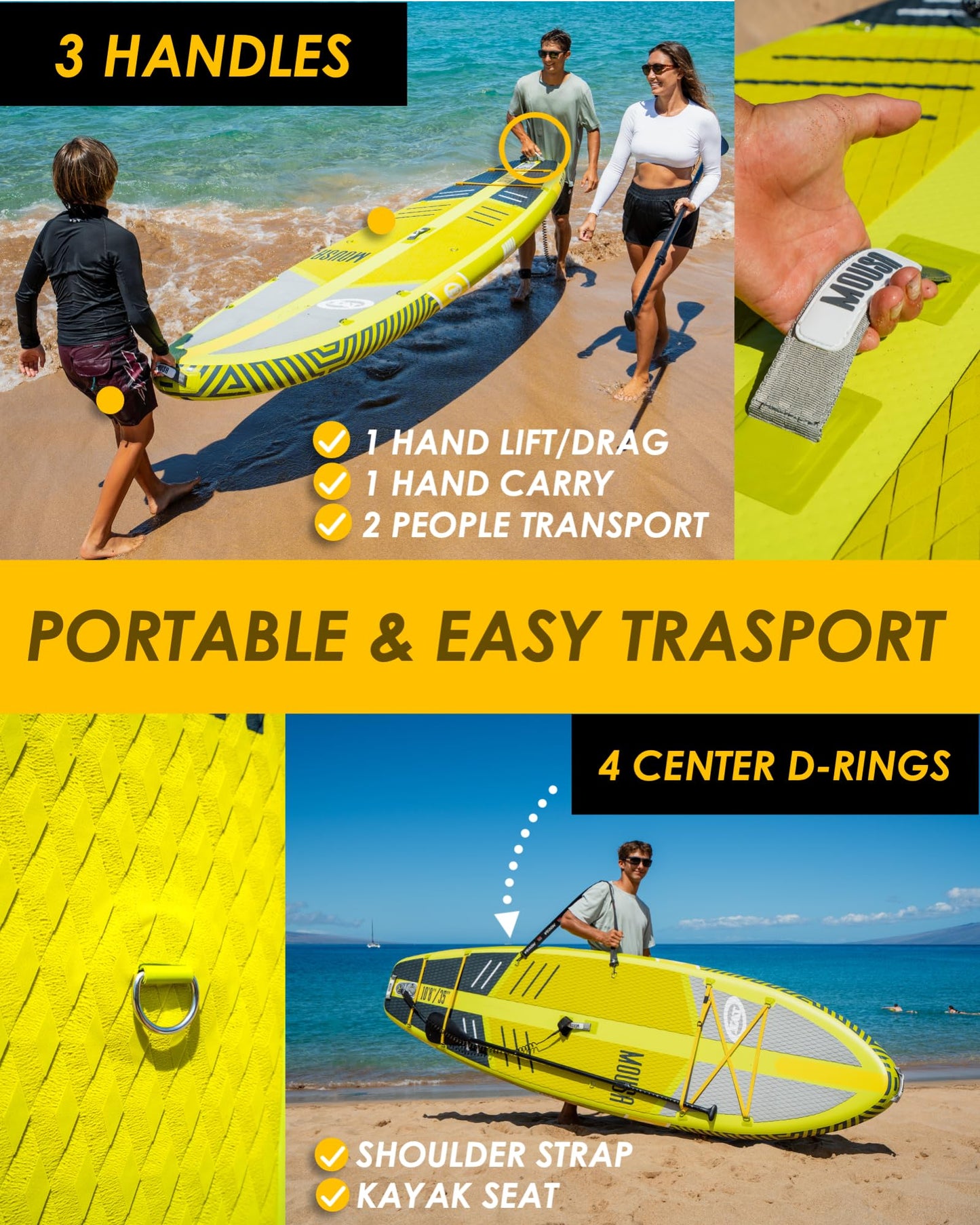 MOUSA 10’8 * 35 Extra Wide Inflatable Stand Up Paddle Board, Stable Paddleboard SUP for 2 People/Family, Anti-Slip Full EVA Deck,Shoulder Strap, 3 Handles, 100L Backpack, All-Round Sup Board, Big Fin
