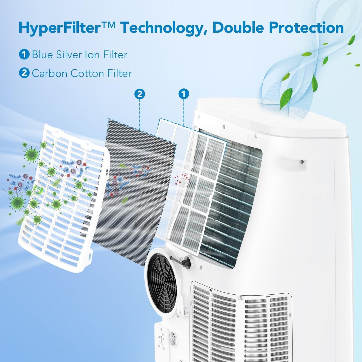 14000 BTU Portable Air Conditioners with Remote Control, 3-in-1 Free Standing Cooling AC Unit with Fan & Dehumidifier, Cools Room up to 750 sq.ft, Smart/Sleep Mode, 3 Speed, Auto Swing, 24H Timer