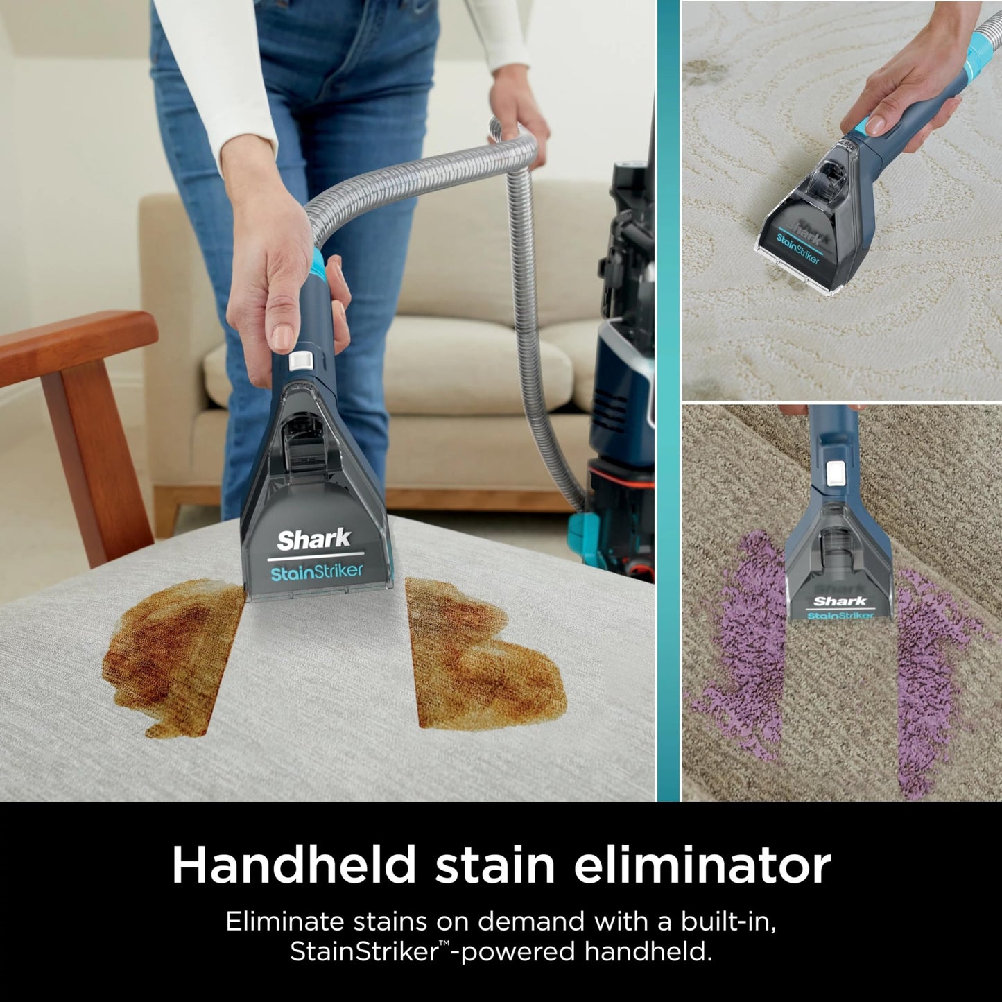 Shark CarpetXpert with Stain Striker, Upright Carpet, Area Rug & Upholstery Cleaner (Renewed) (Navy)