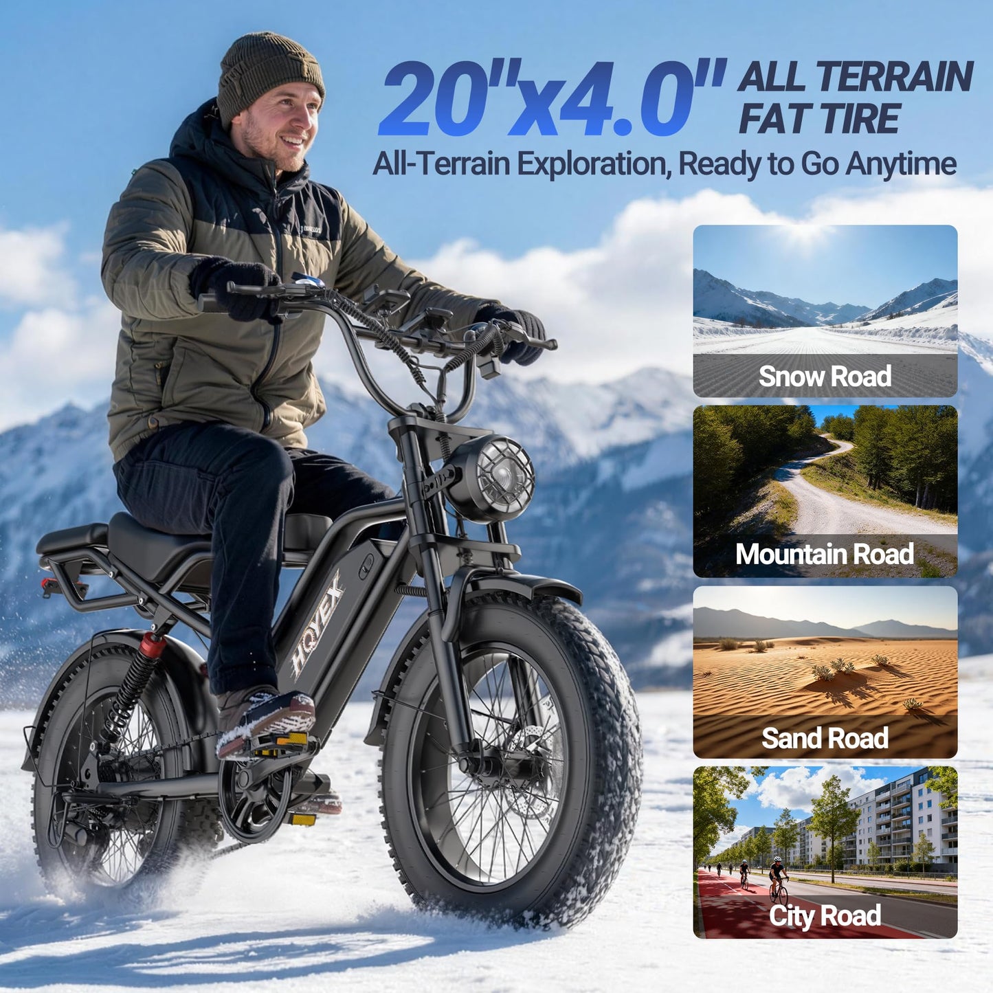 HQYEX Electric Bike for Adults, 1500W Brushless Motor Ebike, 20" Fat Tire Electric Bicycles, 48V 20Ah Battery, 31MPH Top Speed with Dual Suspension E Bikes