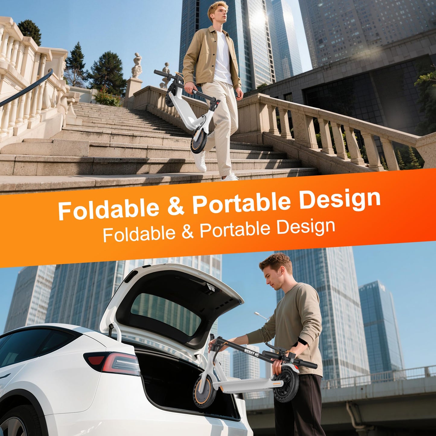Electric Scooter, 500/350W Motor & 10"/8.5" Solid Tires, Up to 22/19 MPH & 25/15 Miles Rang, Foldable Commuter E Scooter for Adults & Teens