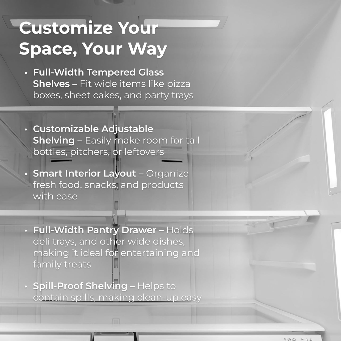 Kenmore 36" French Door Refrigerator with Freezer - Accela Chill, Adjustable Shelving, Dual Evaporator, ENERGY STAR Certified, 28.6 cu. ft. Capacity - Fingerprint Resistant Stainless Steel