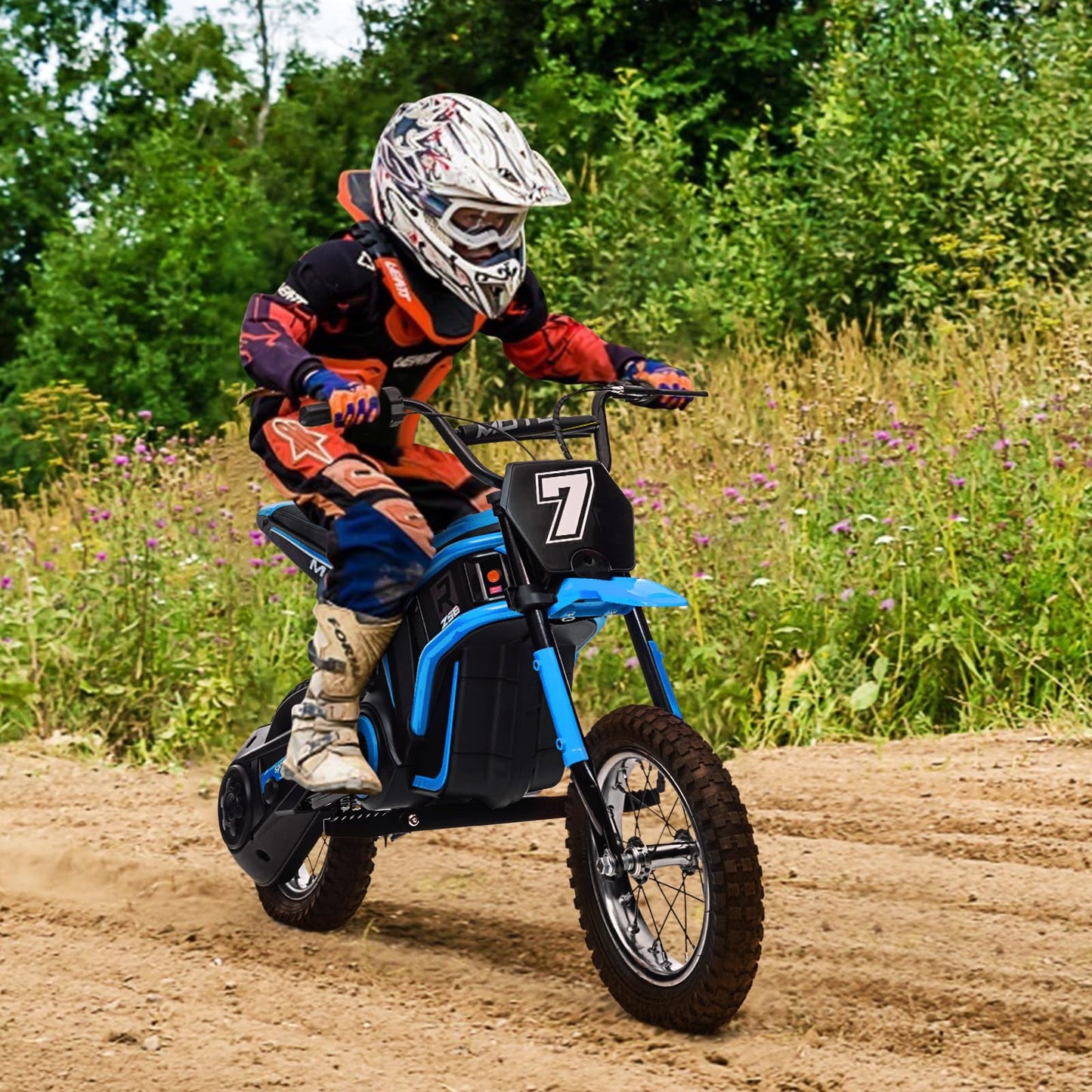 24V 350W Electric Dirt Bike for Kids – 3-Speed Modes, 14.29MPH Max Speed, ASTM-Certified Safe Motorcycle with Shockproof Suspension, Best Gift for Boys & Girls