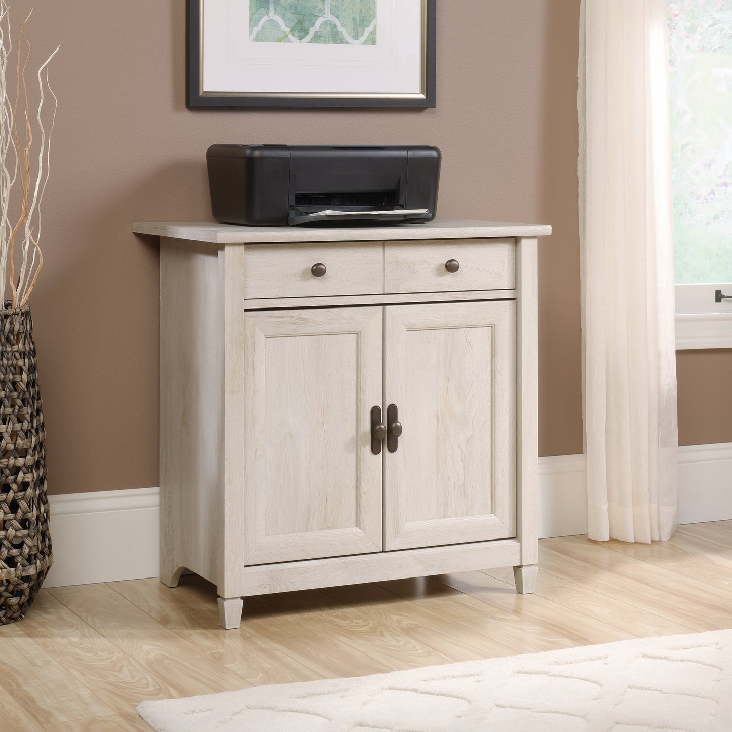 Sauder Edge Water Accent Storage Cabinet with Doors, Utility Cabinet, in Chalked Chestnut finish