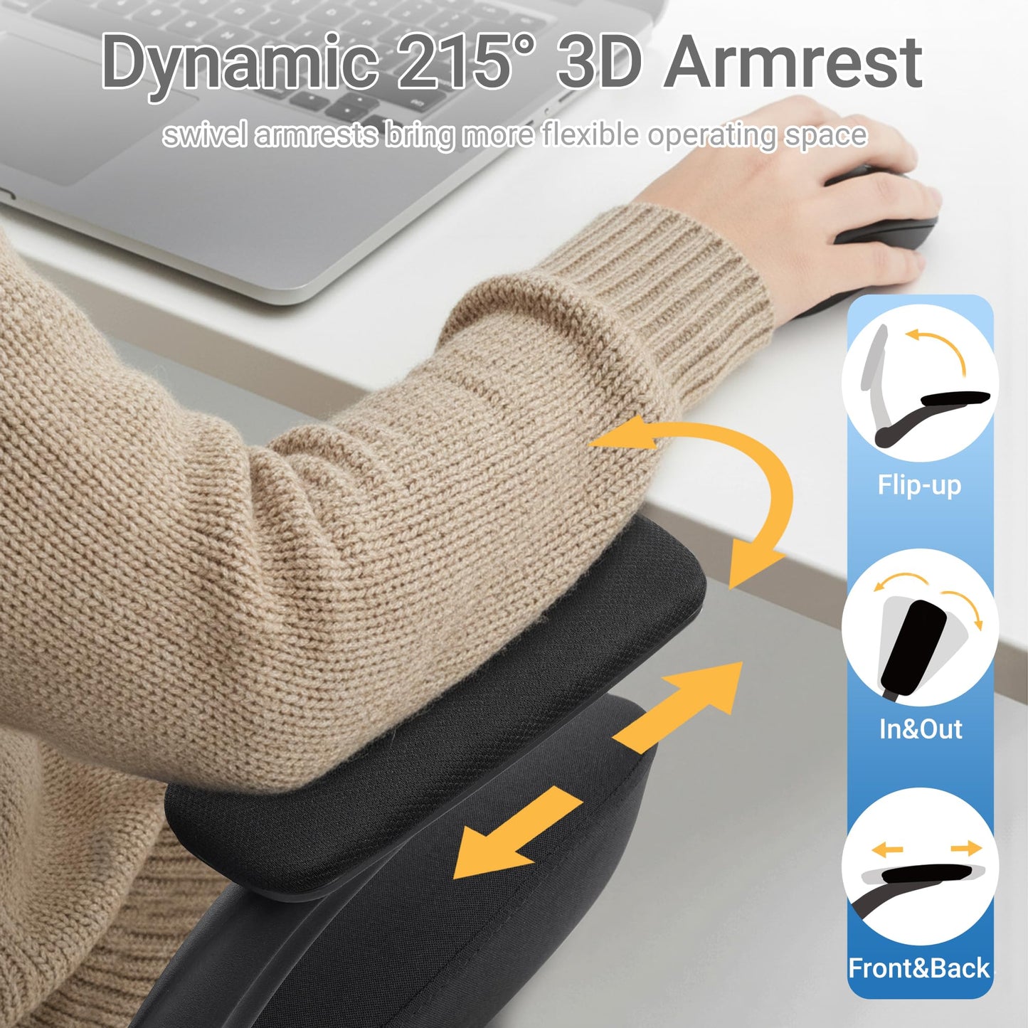 HYLONE 400lbs Big and Tall Heavy Duty Drafting Chair 5" Thickened Seat Tall Office Chair Flip-Up Armrests Ergonomic Chair with Lumbar Support and Adjustable Footrest Ring Standing Desk Chair (Black)