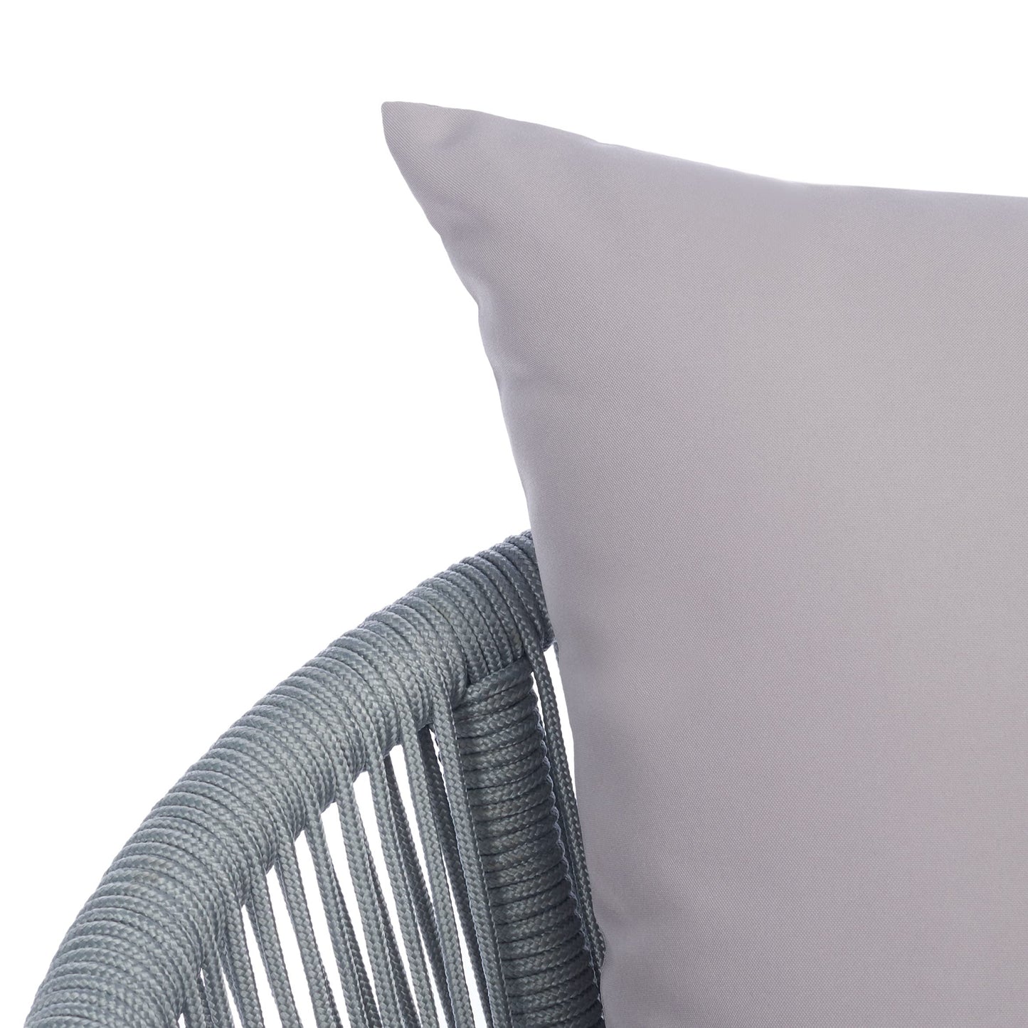 Safavieh Outdoor Collection Belmi Wicker Cushion 4-Piece Rope Patio Backyard Living Set PAT7517C, Grey/Grey