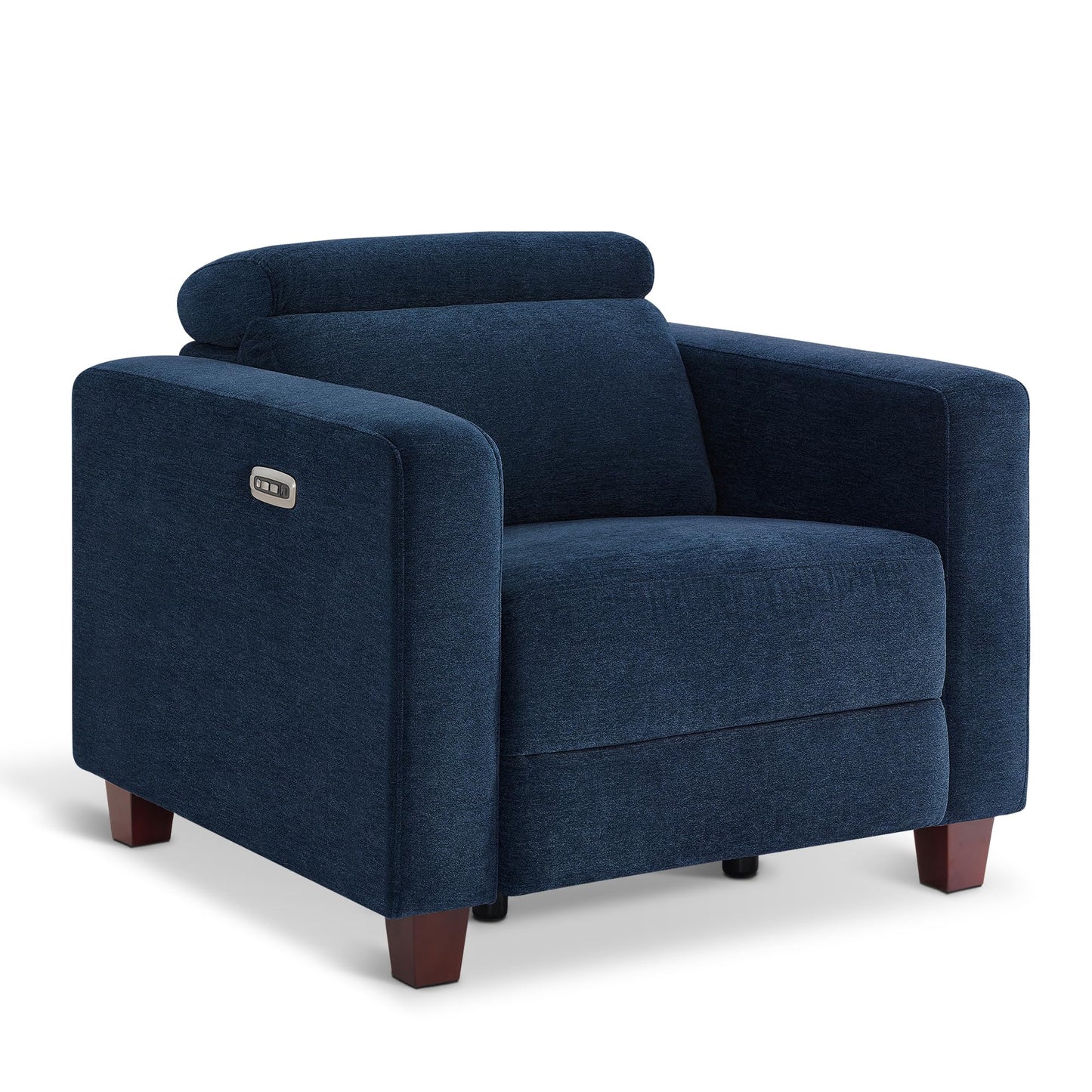 MCombo Zero Wall Recliner Chair, Wall Hugger Power Recliner Chair with Adjustable Headrest, High Wood Leg, USB & Type C Dual Charge Ports, for Living Room, Small Spaces, HL128 (Textile, Blue)