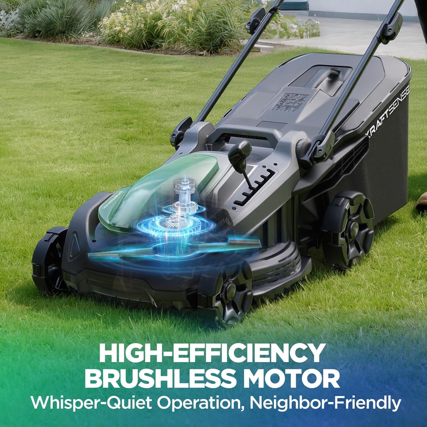 18" Electric Lawn Mower, 40V Cordless Lawn Mower with 2x5.0Ah Batteries, Brushless Motor, 2-in-1 Mulching & Bagging, 6-Position Height Adjustment, for Small to Medium Yards
