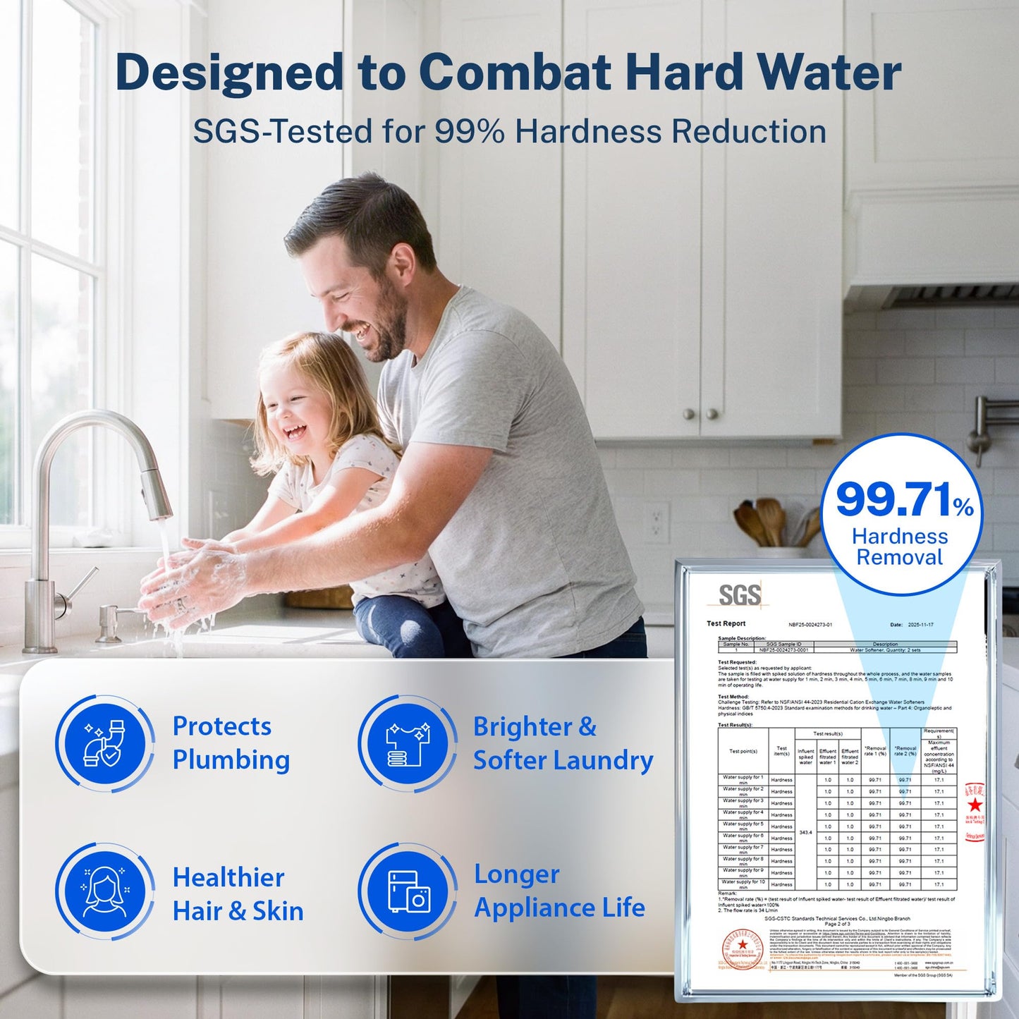 iSpring WCSTB45KG Whole House Water Softener System, 45,000 Grains High Capacity Water Softener Removes Hard Water and Scale, Automatic Backwash and Regeneration, for Whole House & Commercial Use