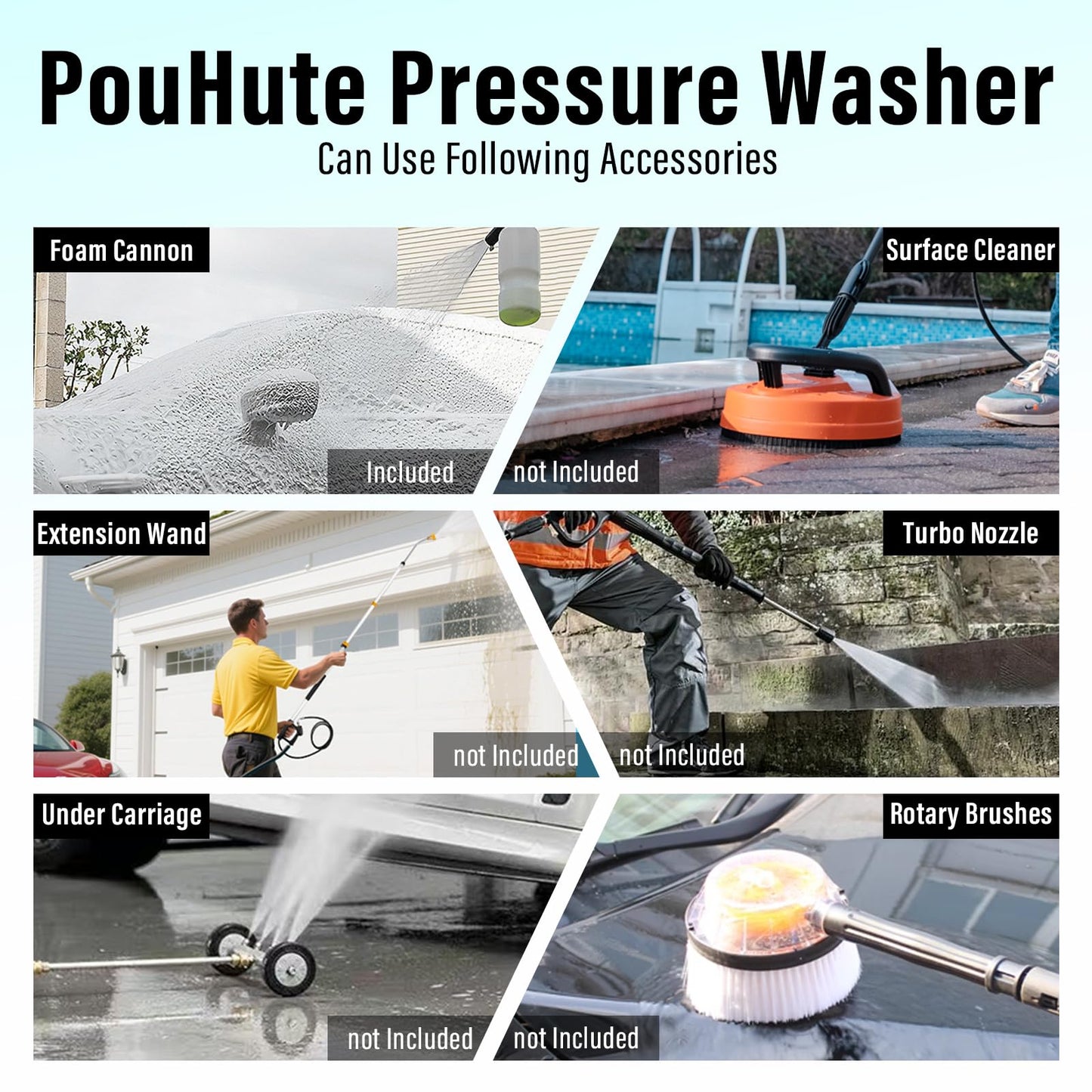 Pressure Washer, Power Washer with nozzles